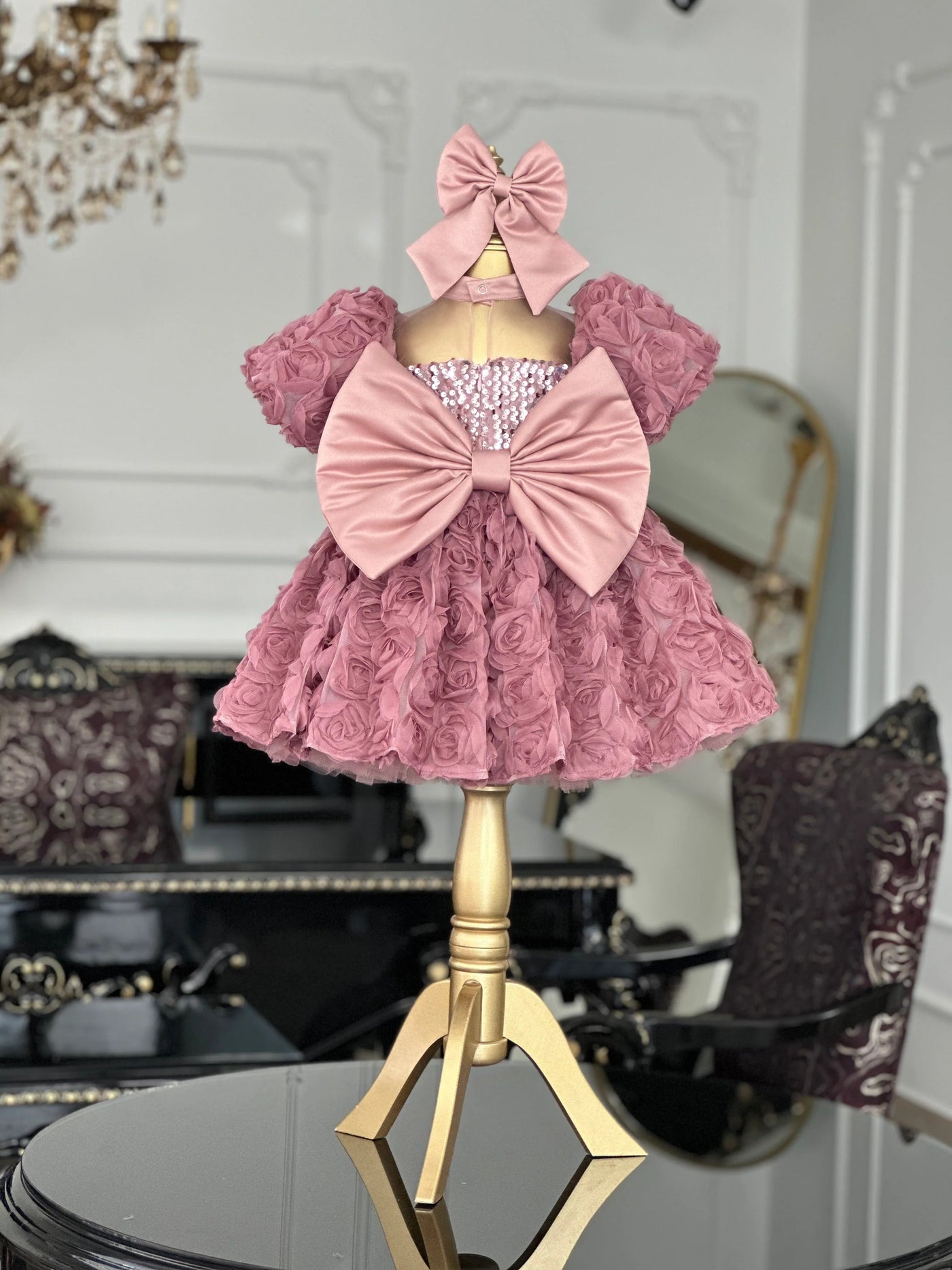 Begonia Powder Pink Mermaid Birthday Dress For Girls, baby girl first birthday dress, additional product image 4 by Vowalisse