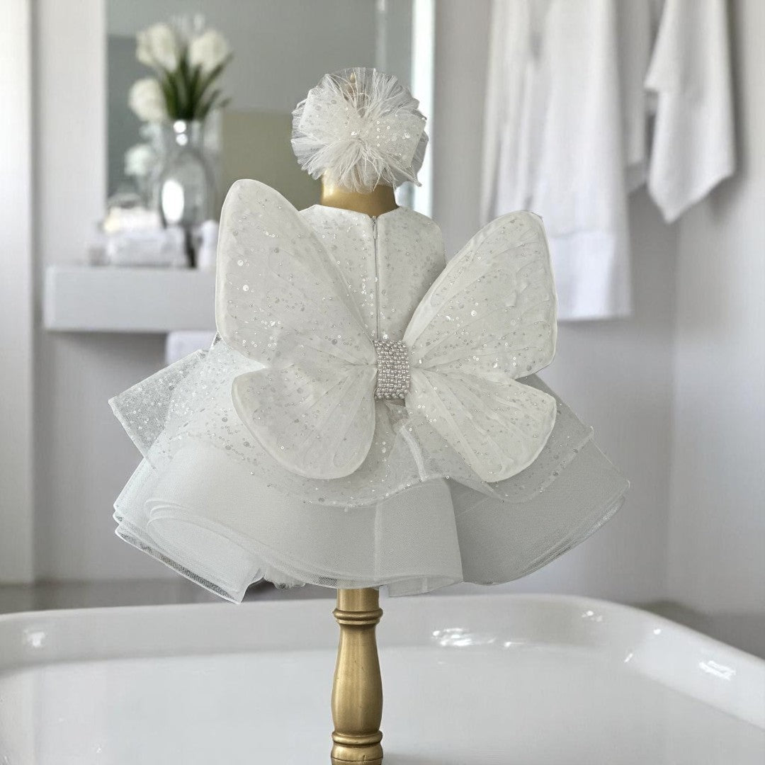 Shiny White Mermaid Birthday Dress For Girls 2, baby girl first birthday dress, main product image by Vowalisse