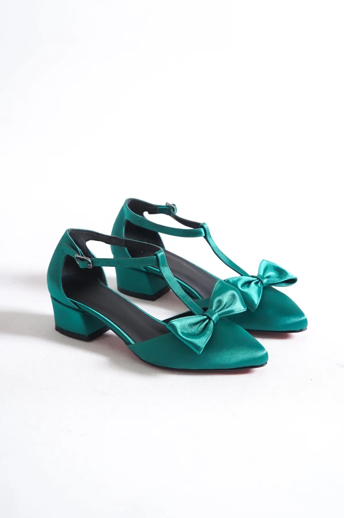 Emerald Green Low Heel Bridal Heels VOWALISSE bridal shoes – view 8