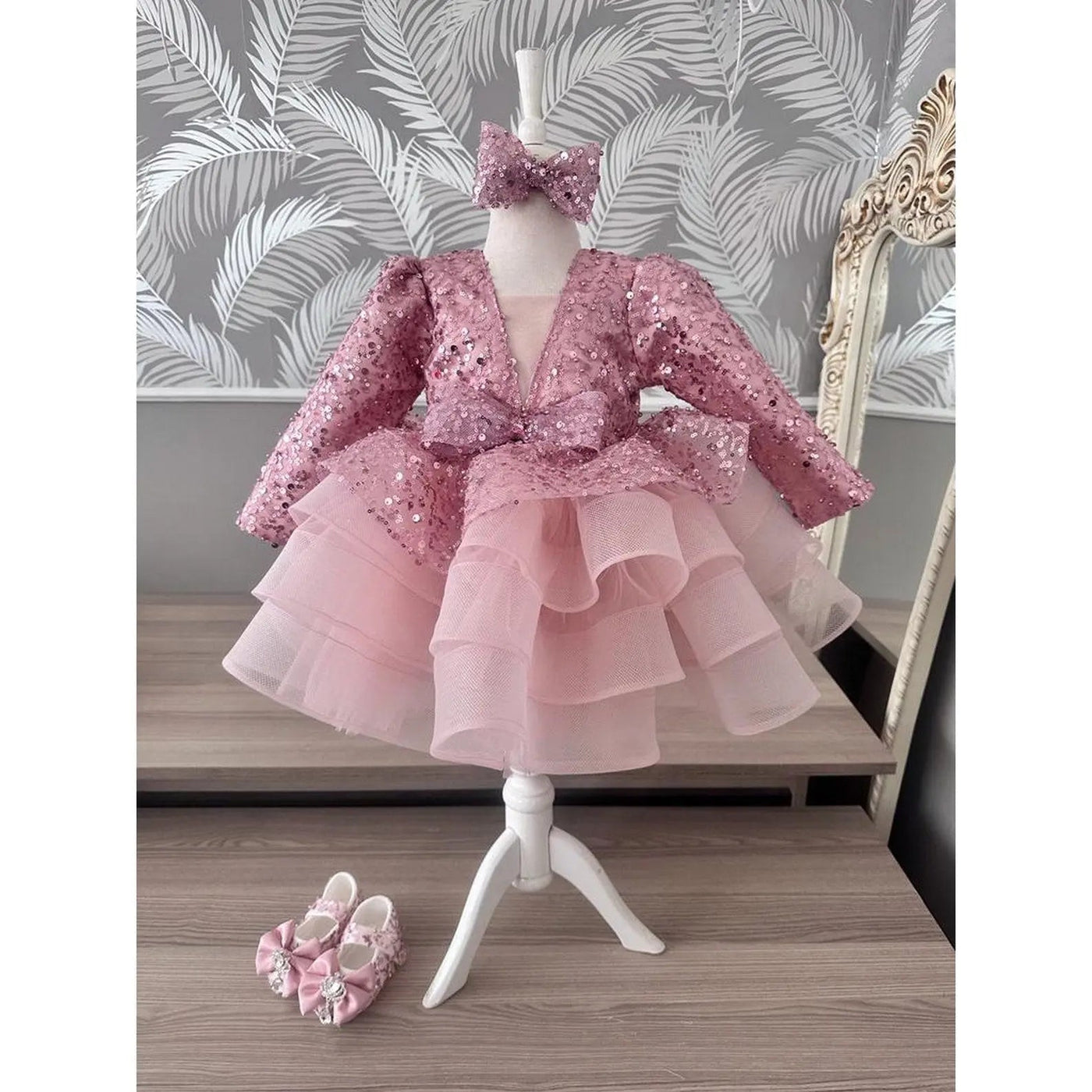 Flower Pink Mermaid Birthday Dress For Girls, baby girl first birthday dress, additional product image 2 by Vowalisse