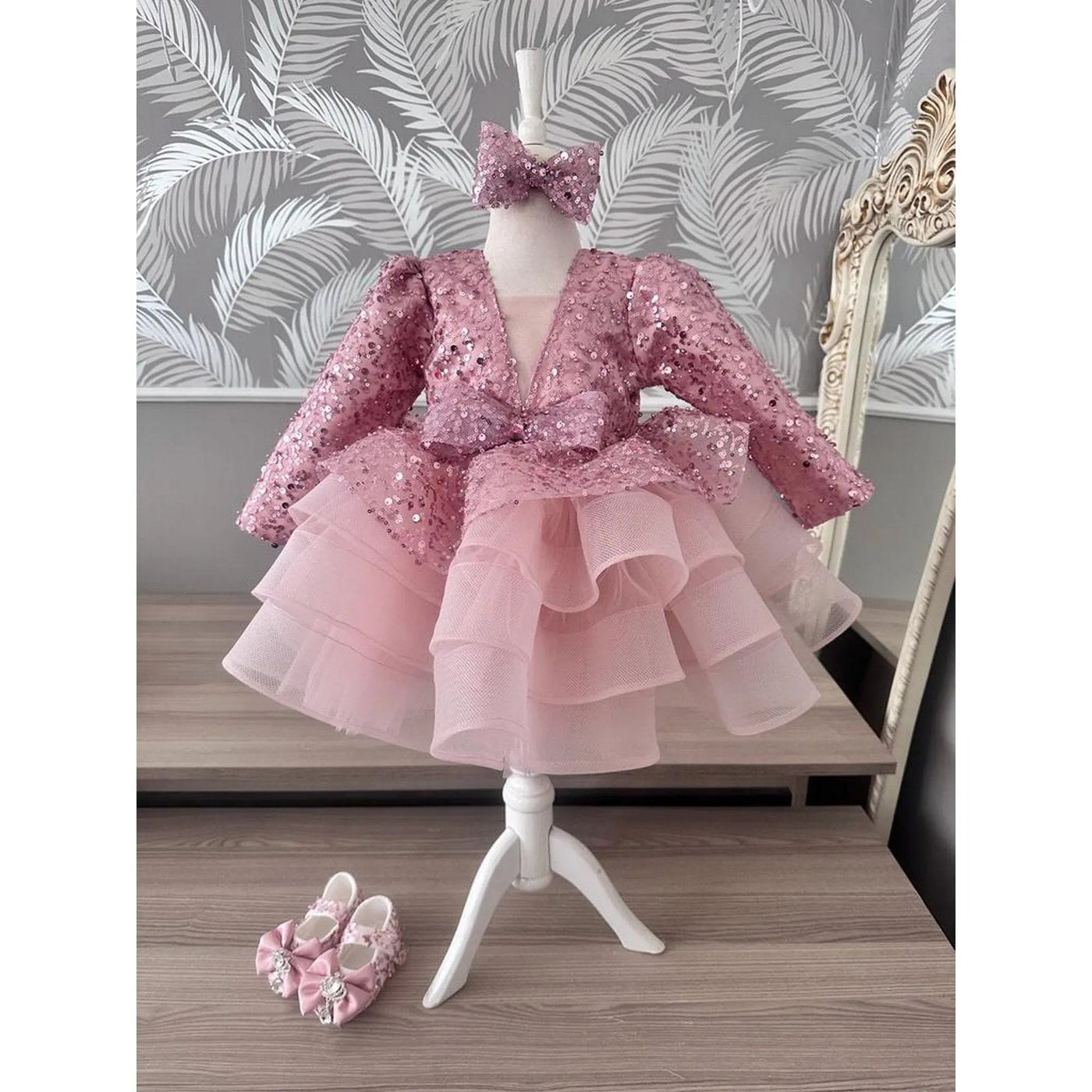 Flower Pink Mermaid Birthday Dress For Girls, baby girl first birthday dress, additional product image 11 by Vowalisse