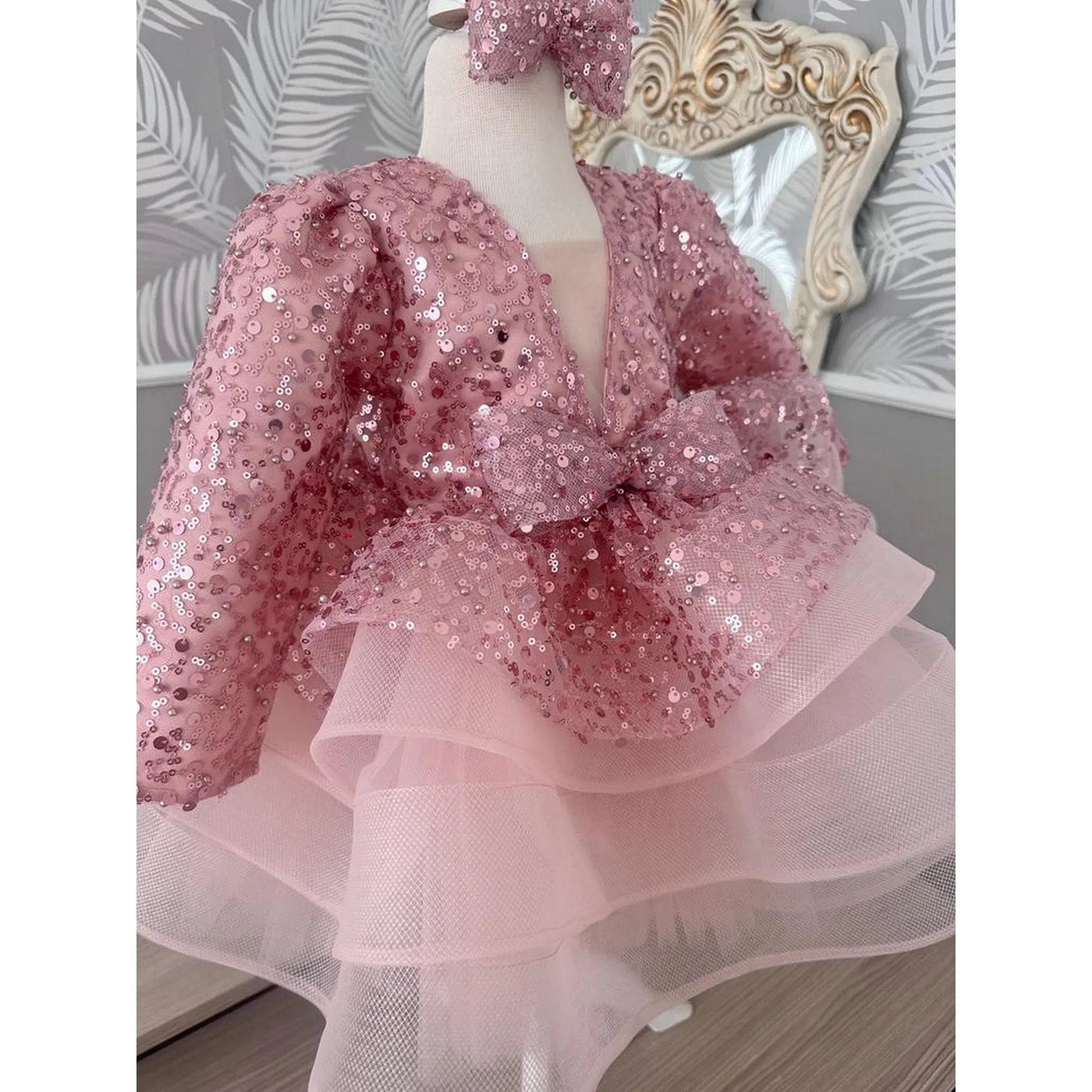 Flower Pink Mermaid Birthday Dress For Girls, baby girl first birthday dress, additional product image 12 by Vowalisse