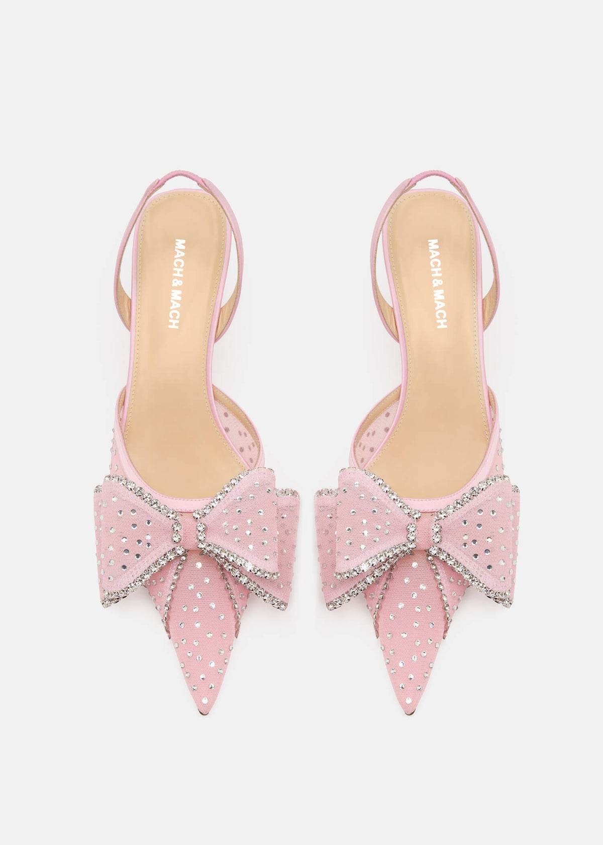 Vesper Pink Crystal Slingbacks – crystal detail view showing crystal, mesh, pink, Vowalisse