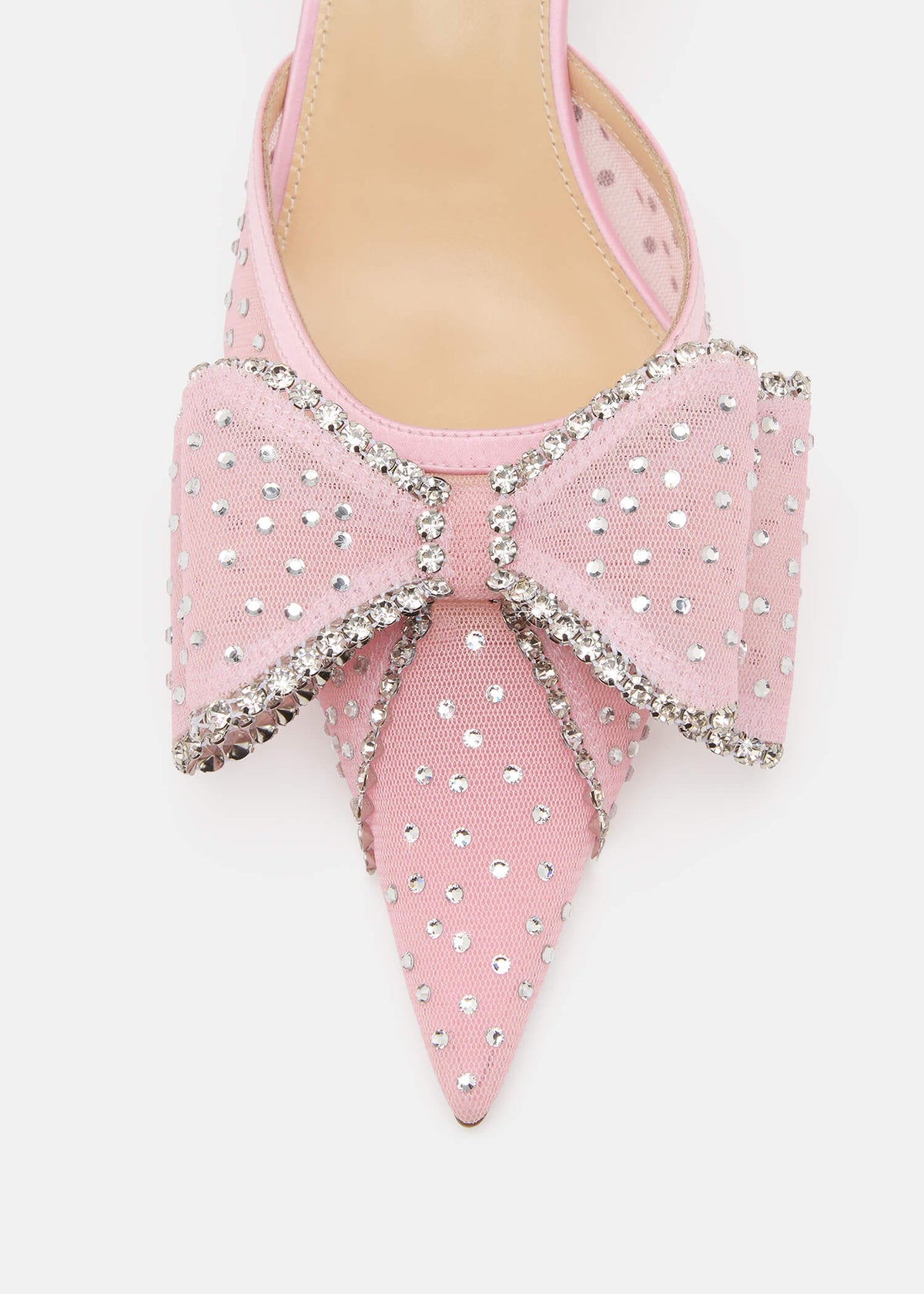 Vesper Pink Crystal Slingbacks – rear view showing crystal, mesh, pink, Vowalisse