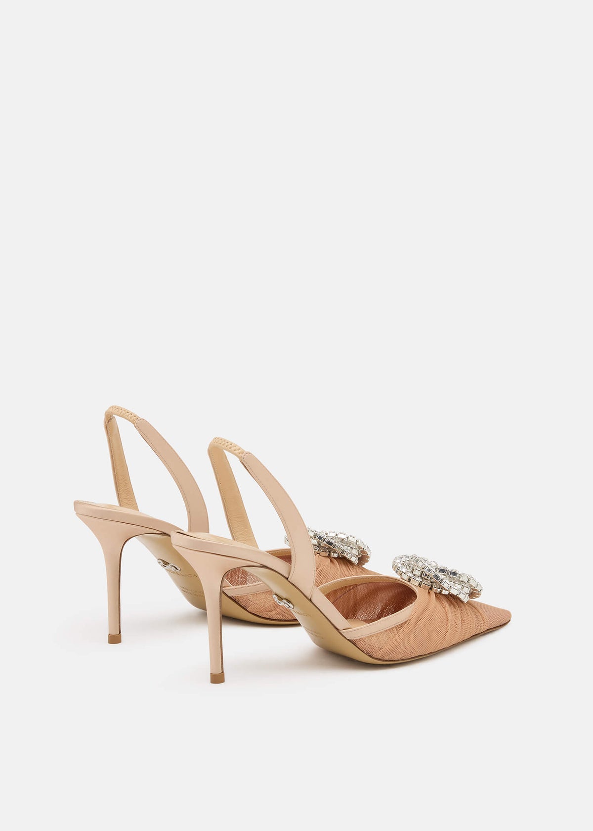 Ottavia Nude Crystal Slingbacks – heel view showing crystal, tulle, nude, Vowalisse