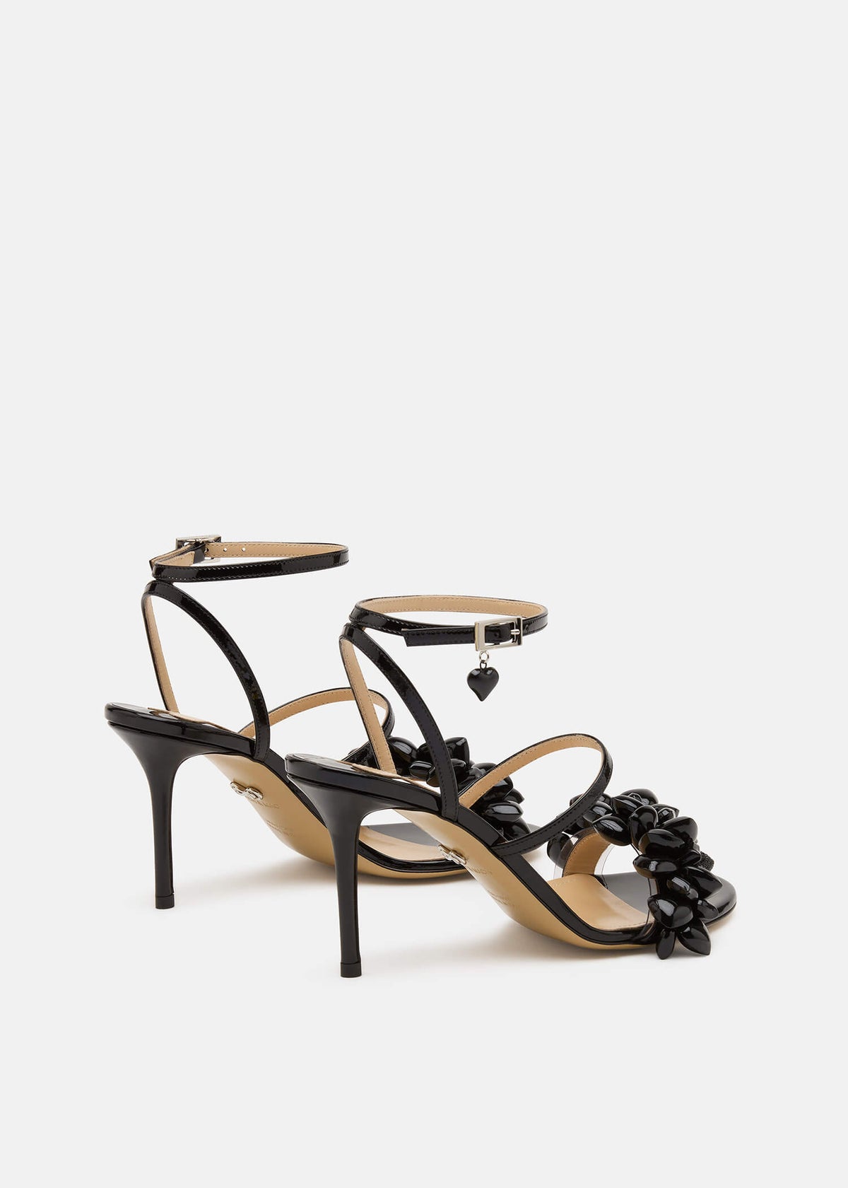 Lavinia Black White Black Sandals – heel view showing black, red, Vowalisse