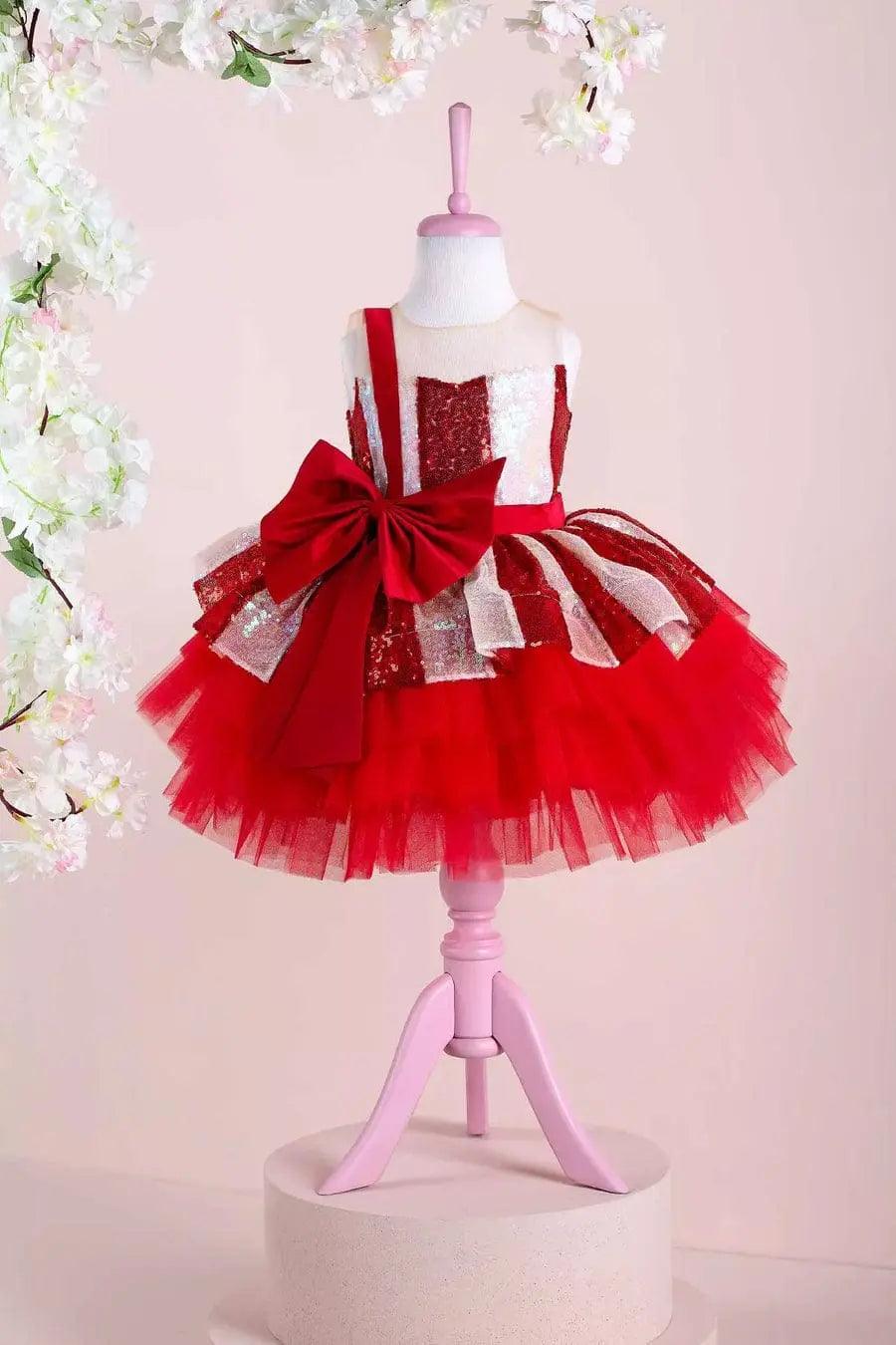 Lace Red Flower Girl Birthday baby girl first birthday dress, additional product image 2 by Vowalisse