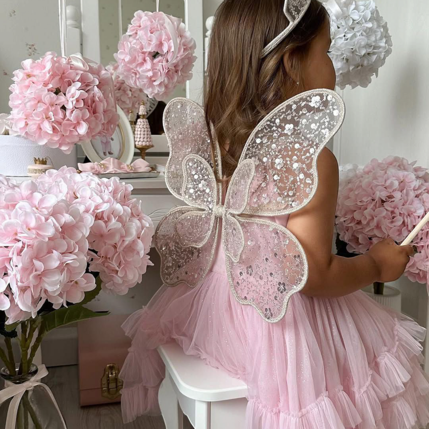 Butterfly Pink Mermaid Birthday Dress For Girls 2, baby girl first birthday dress, additional product image 5 by Vowalisse