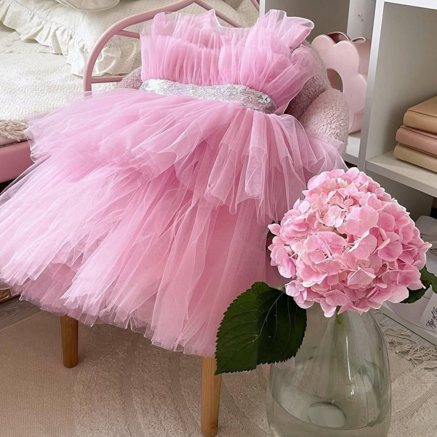 Butterfly Pink Mermaid Birthday Dress For Girls 4, baby girl first birthday dress, additional product image 4 by Vowalisse