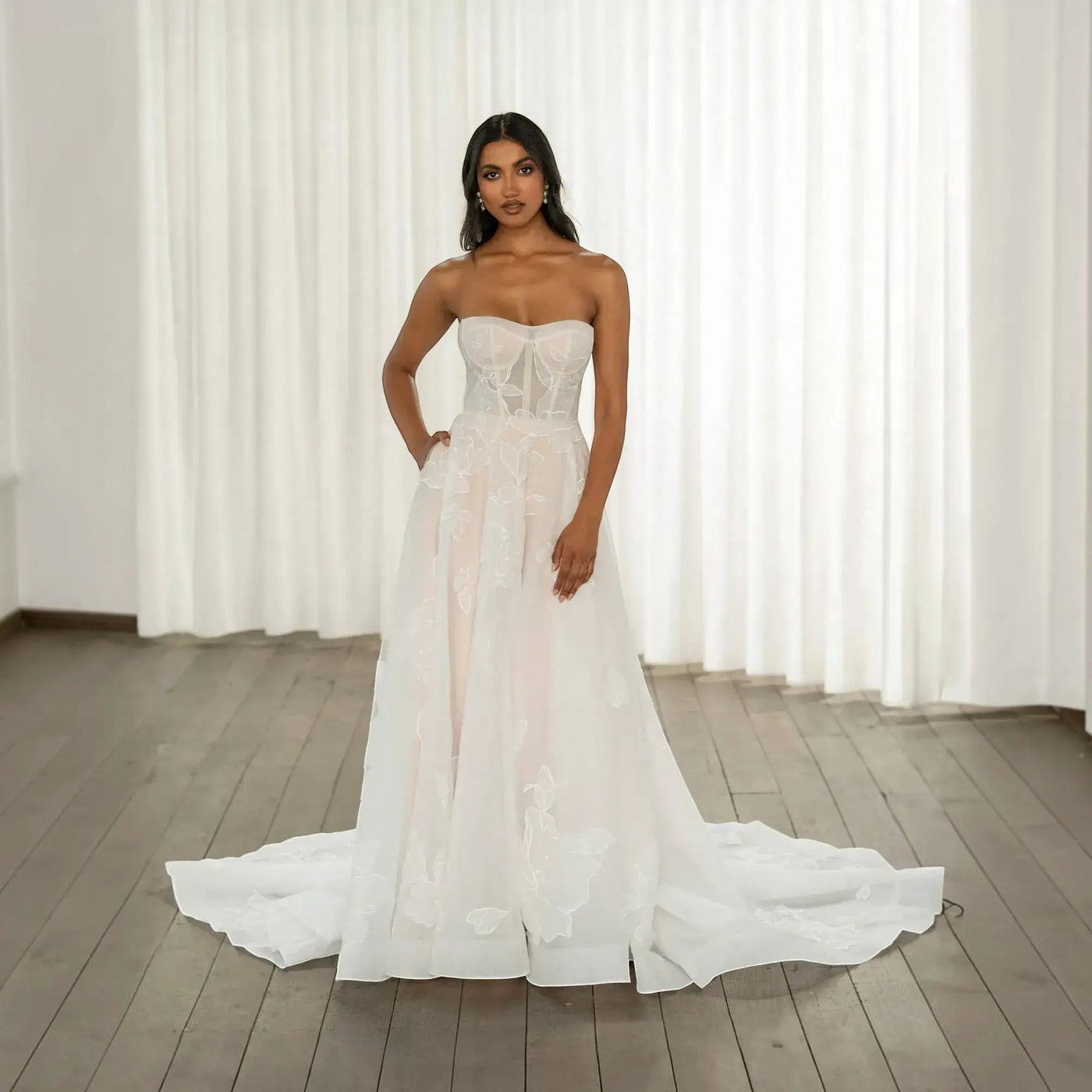 Destination Silk A-Line Wedding Dress VOWALISSE bridal gown – view 4