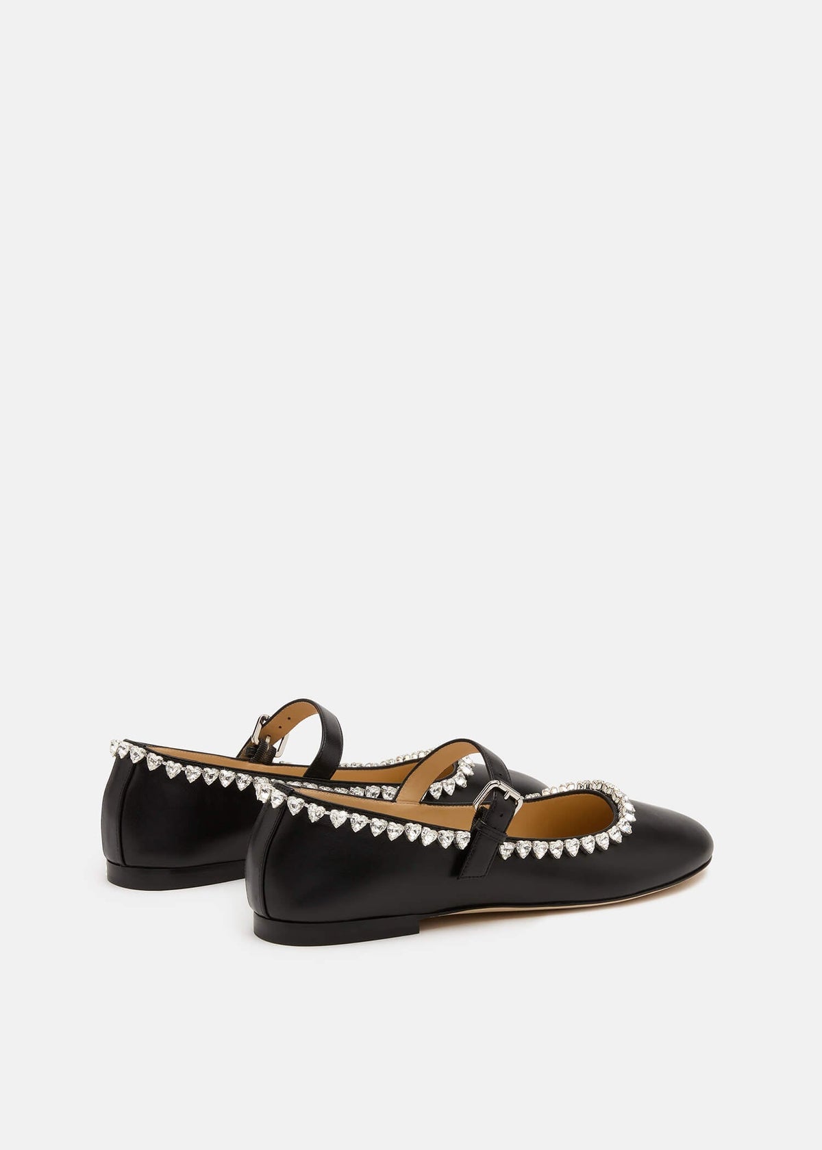 Kiara Black Black Flats – heel view showing black, Vowalisse
