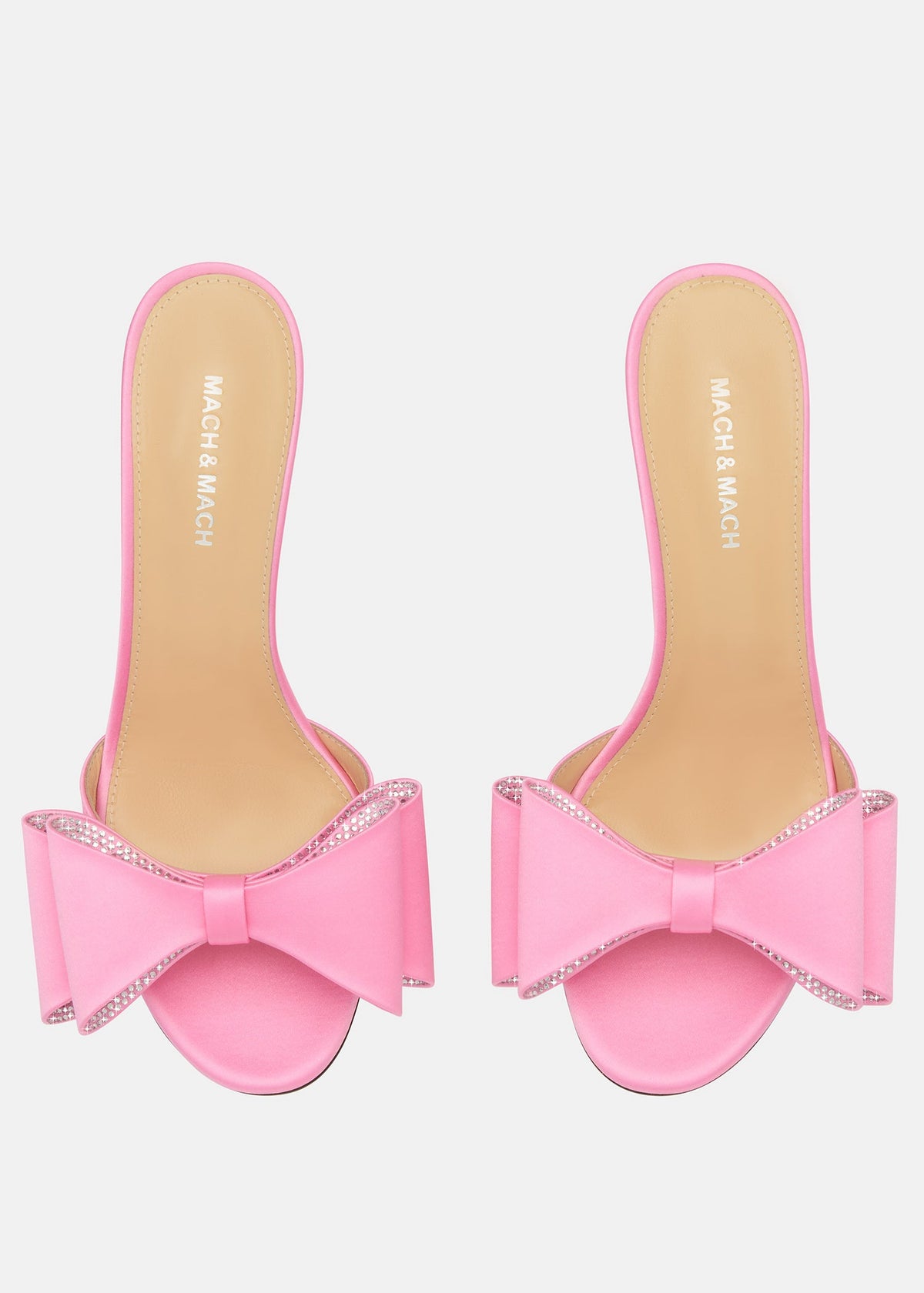 Celestine Pink Crystal Mules – side profile showing crystal, satin, pink, Vowalisse