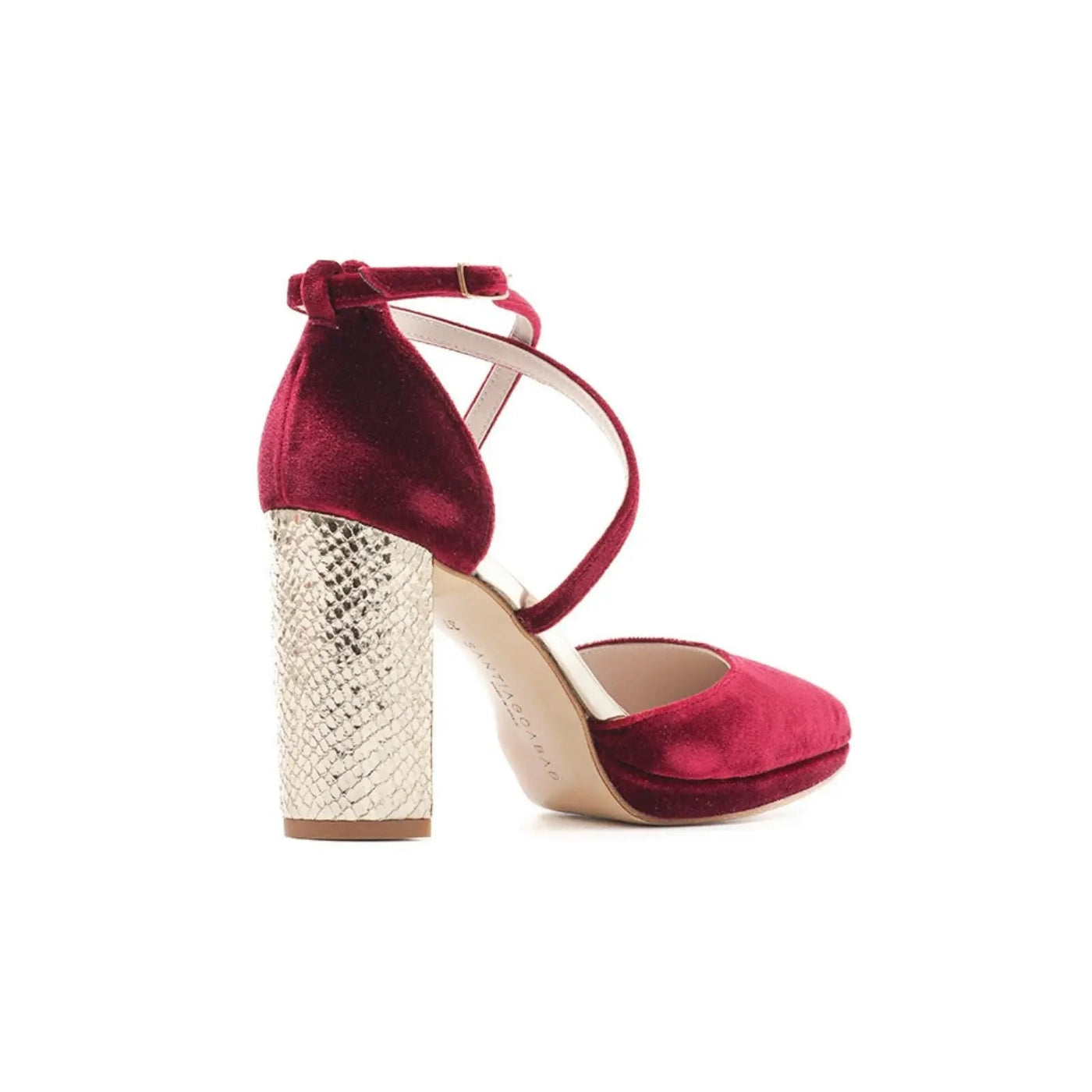 Beige Velvet Block Heel Bridal Heels VOWALISSE bridal shoes – view 8