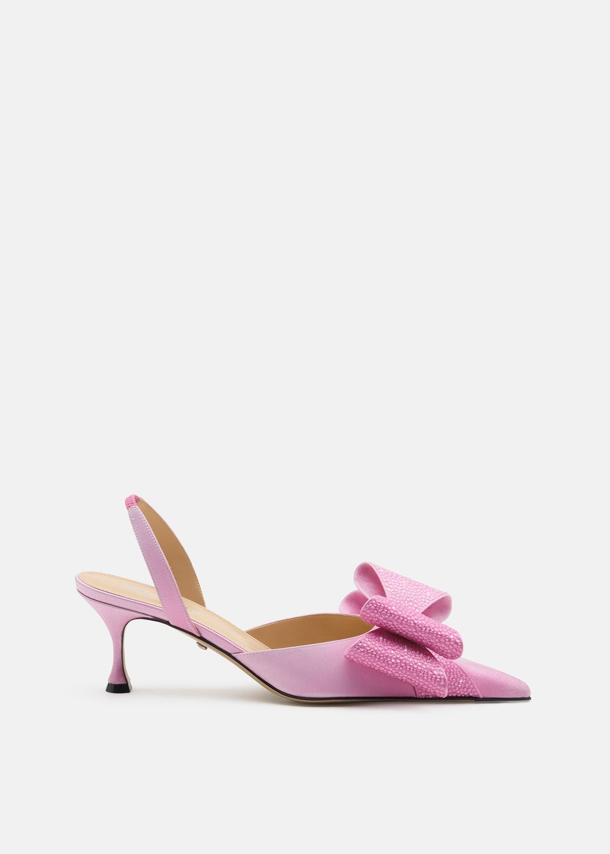 Anastasia Pink Crystal Slingbacks – front three-quarter view showing crystal, satin, pink, Vowalisse