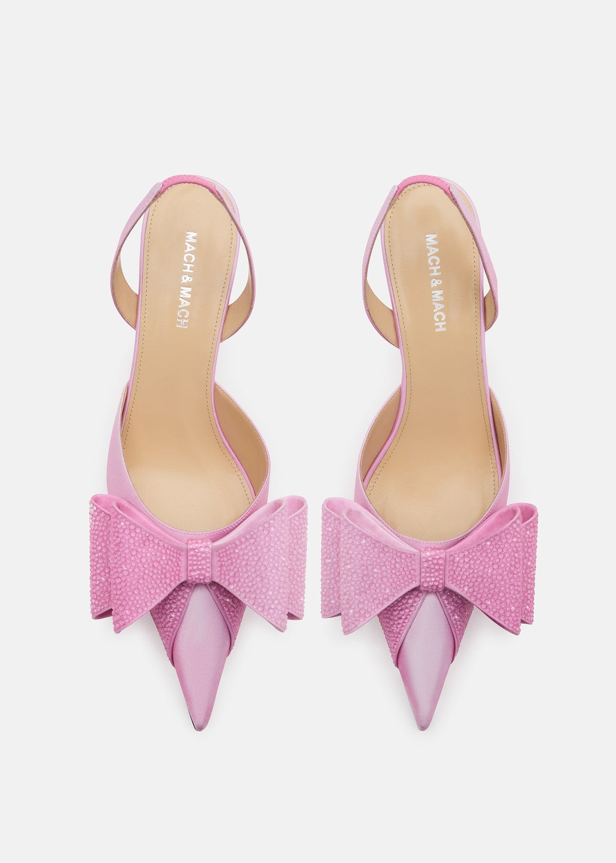Anastasia Pink Crystal Slingbacks – crystal detail view showing crystal, satin, pink, Vowalisse