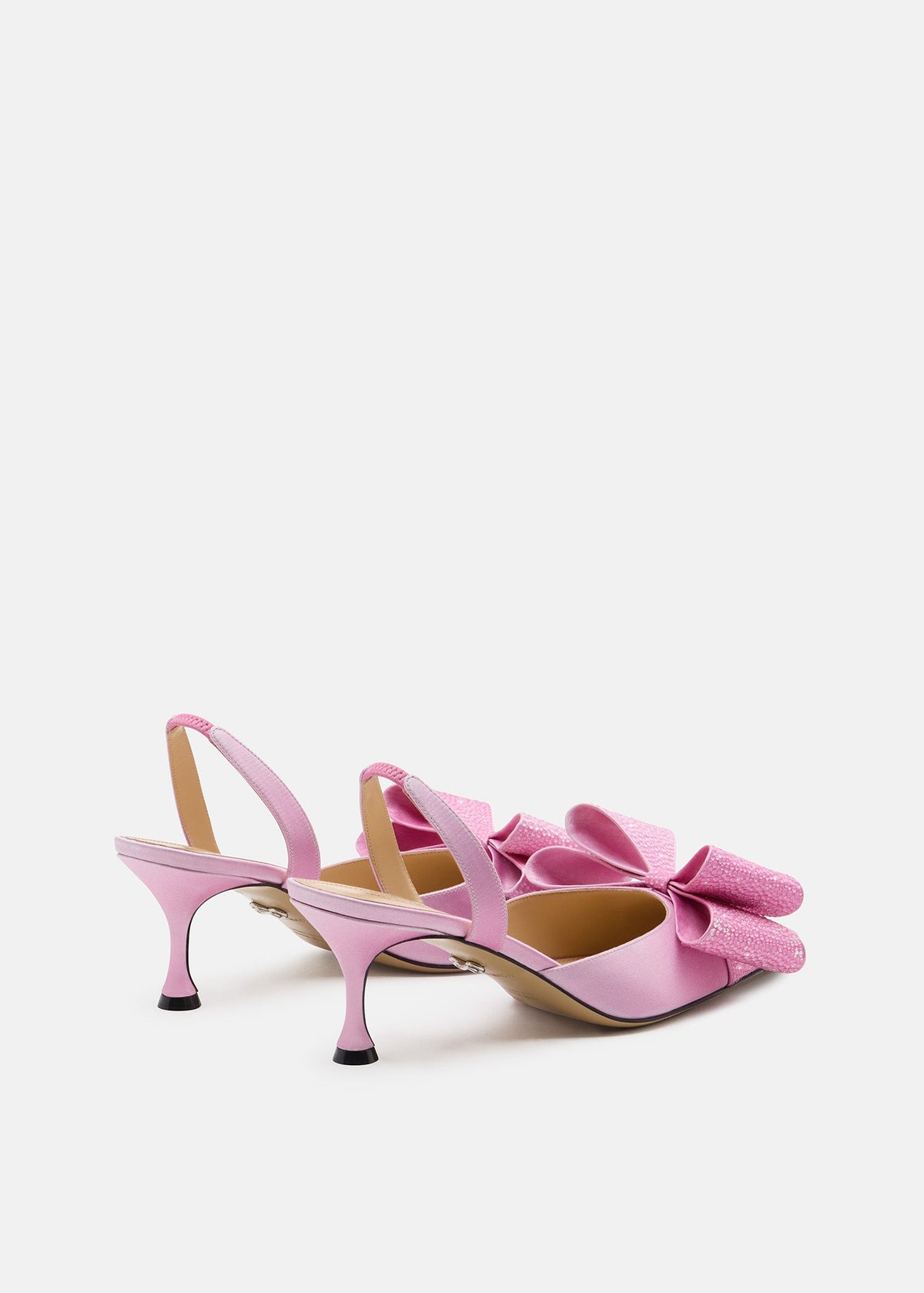 Anastasia Pink Crystal Slingbacks – heel view showing crystal, satin, pink, Vowalisse