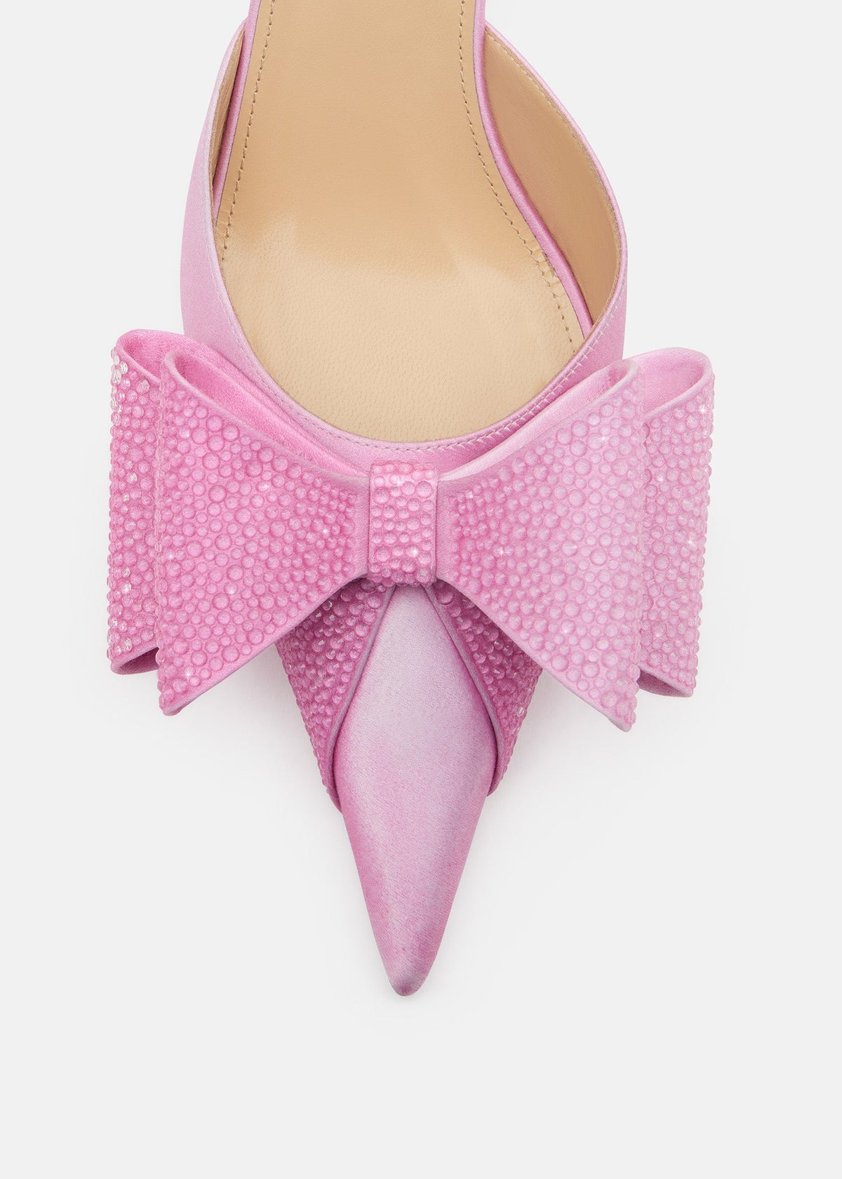 Anastasia Pink Crystal Slingbacks – rear view showing crystal, satin, pink, Vowalisse