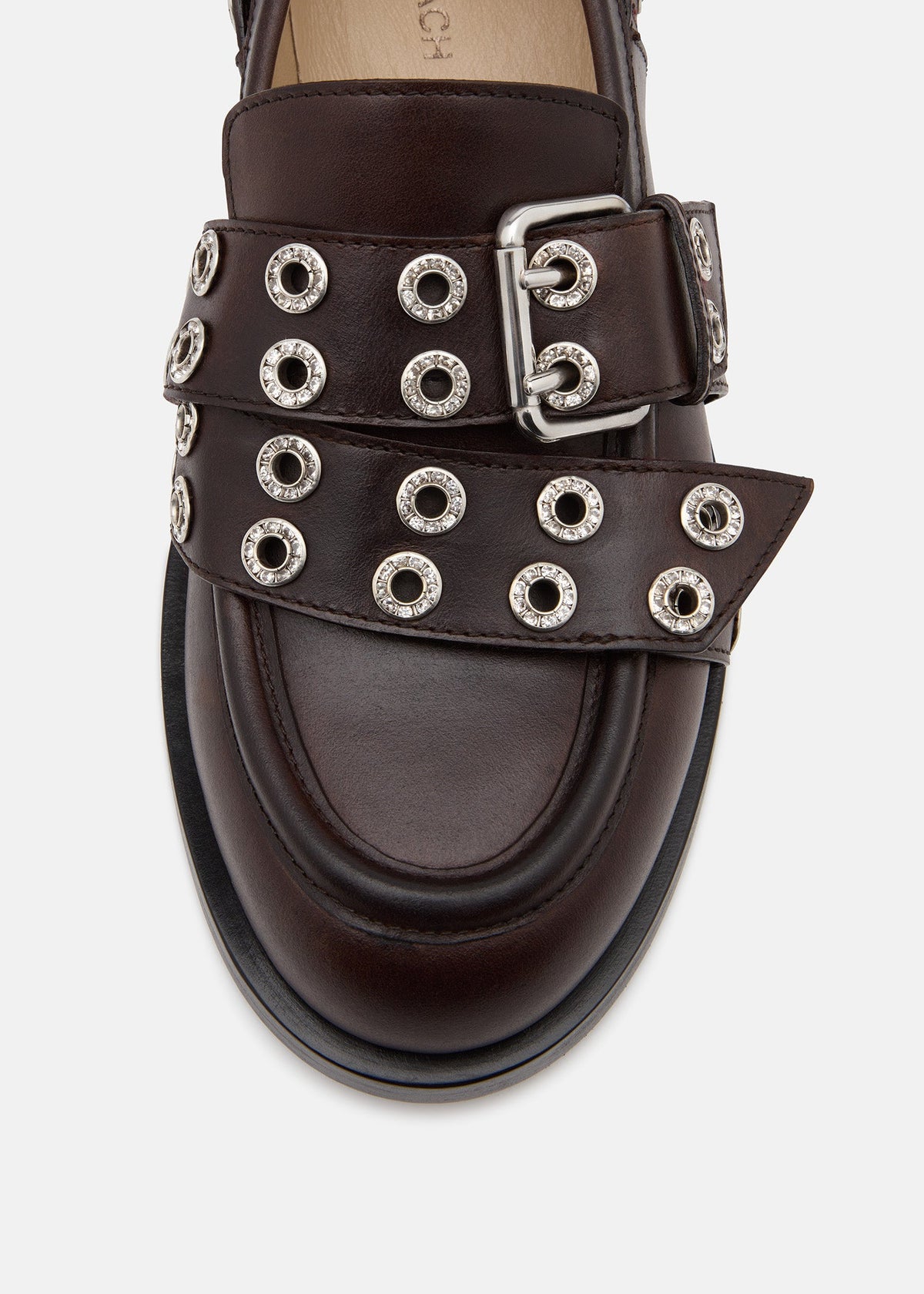 Bianca Brown Red Loafers – rear view showing red, Vowalisse