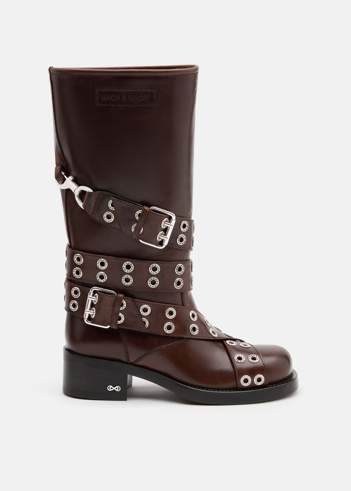 Marcella Brown Elegant Detailing Boots – front three-quarter view showing elegant detailing, Vowalisse