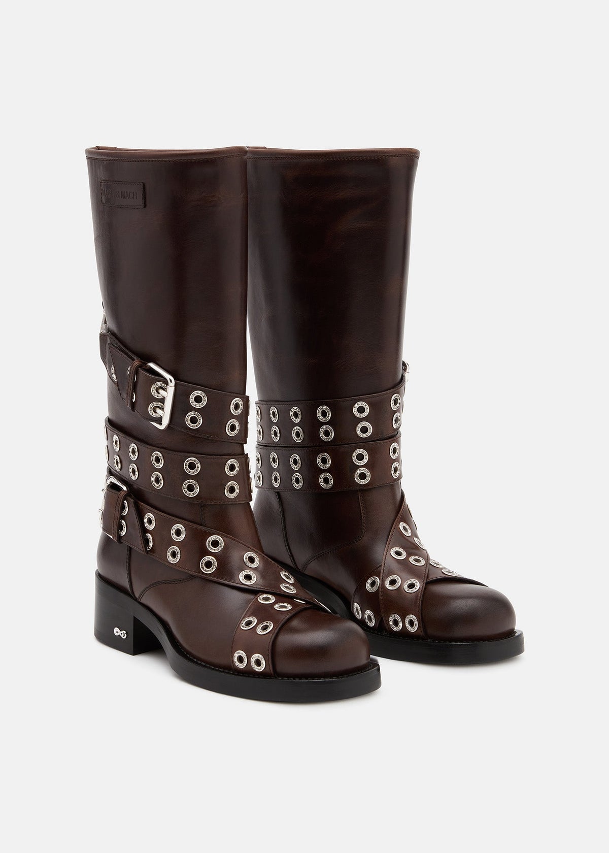 Marcella Brown Elegant Detailing Boots – side profile showing elegant detailing, Vowalisse
