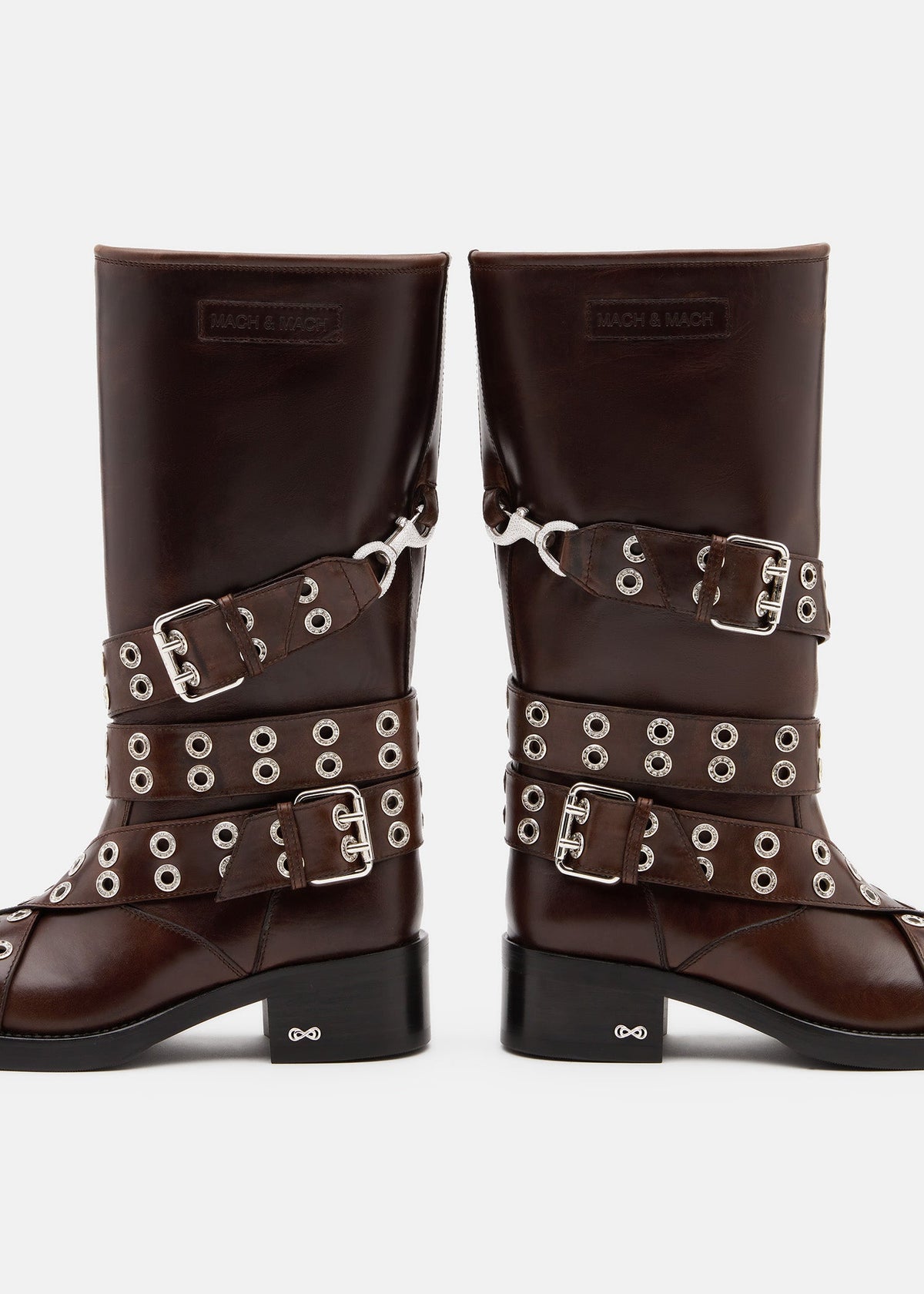 Marcella Brown Elegant Detailing Boots – rear view showing elegant detailing, Vowalisse