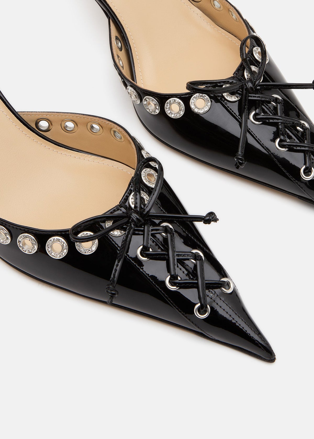 Soleia Black Crystal Slingbacks – rear view showing crystal, Vowalisse