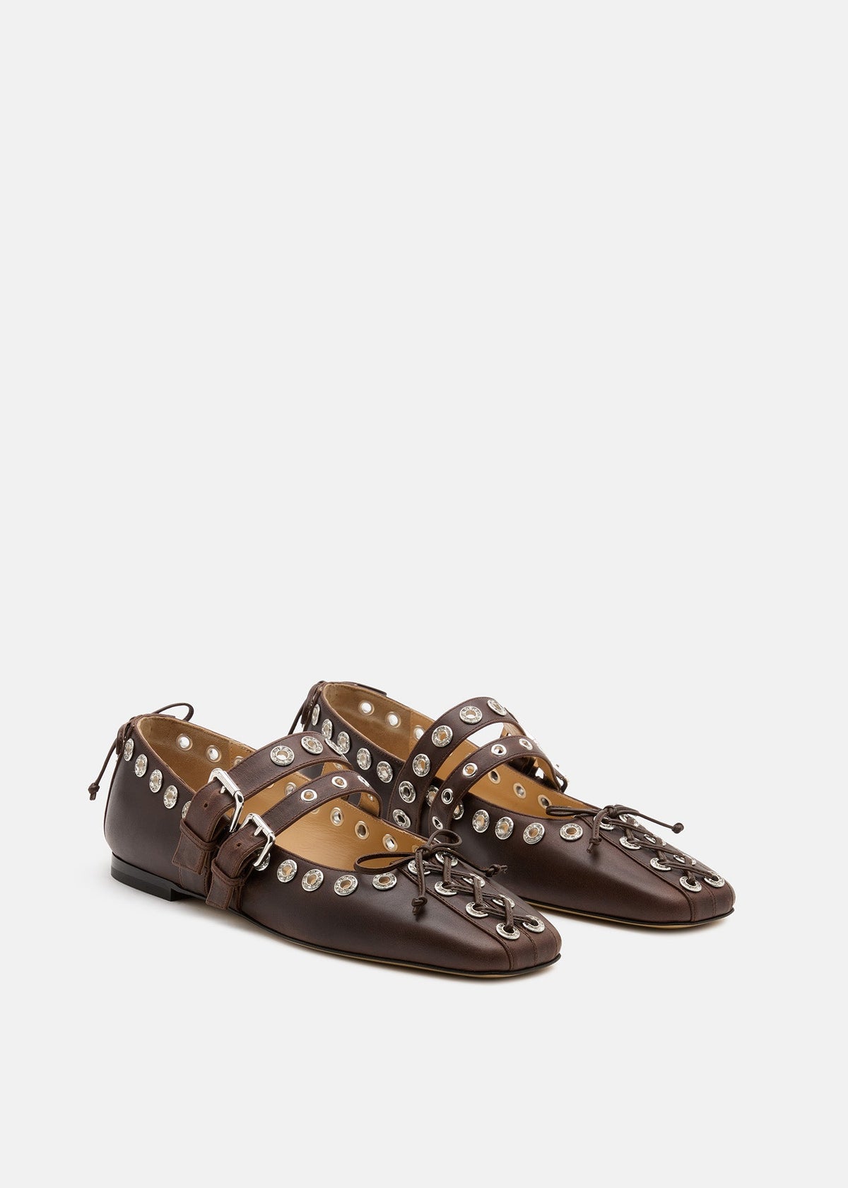Vivienne Brown Crystal Flats – side profile showing crystal, Vowalisse