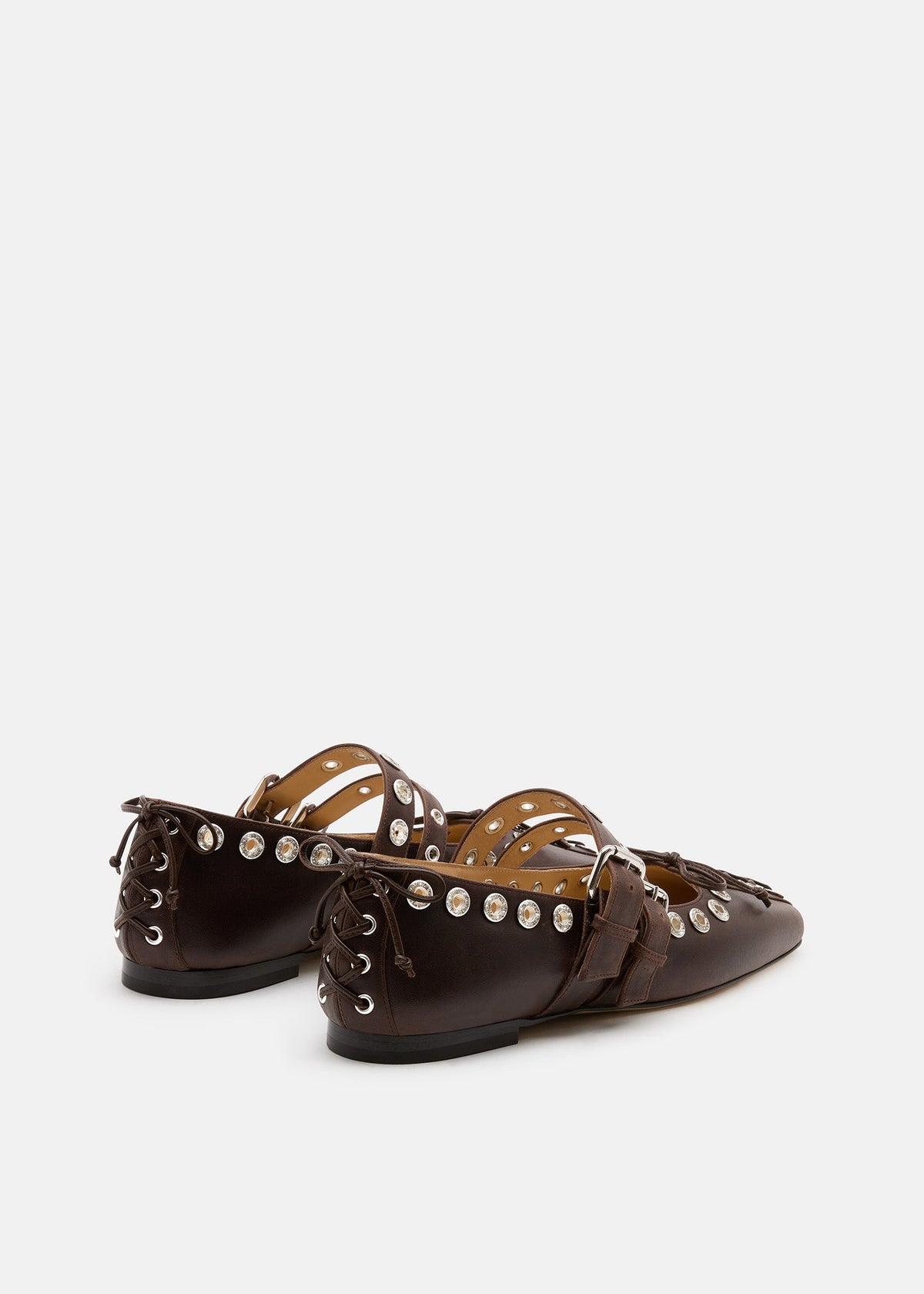 Vivienne Brown Crystal Flats – heel view showing crystal, Vowalisse