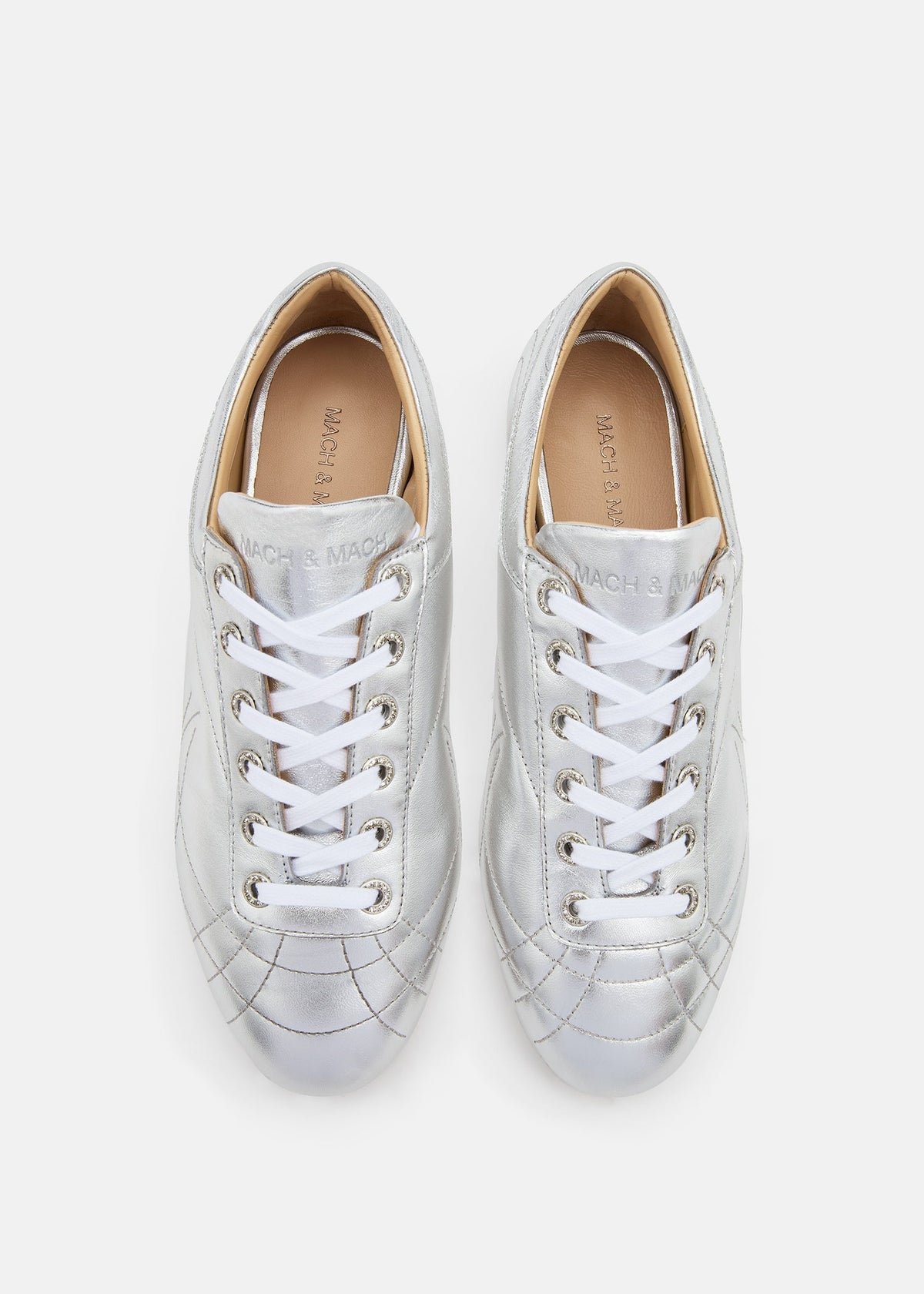 Leonora Silver Silver Flats – crystal detail view showing silver, red, Vowalisse