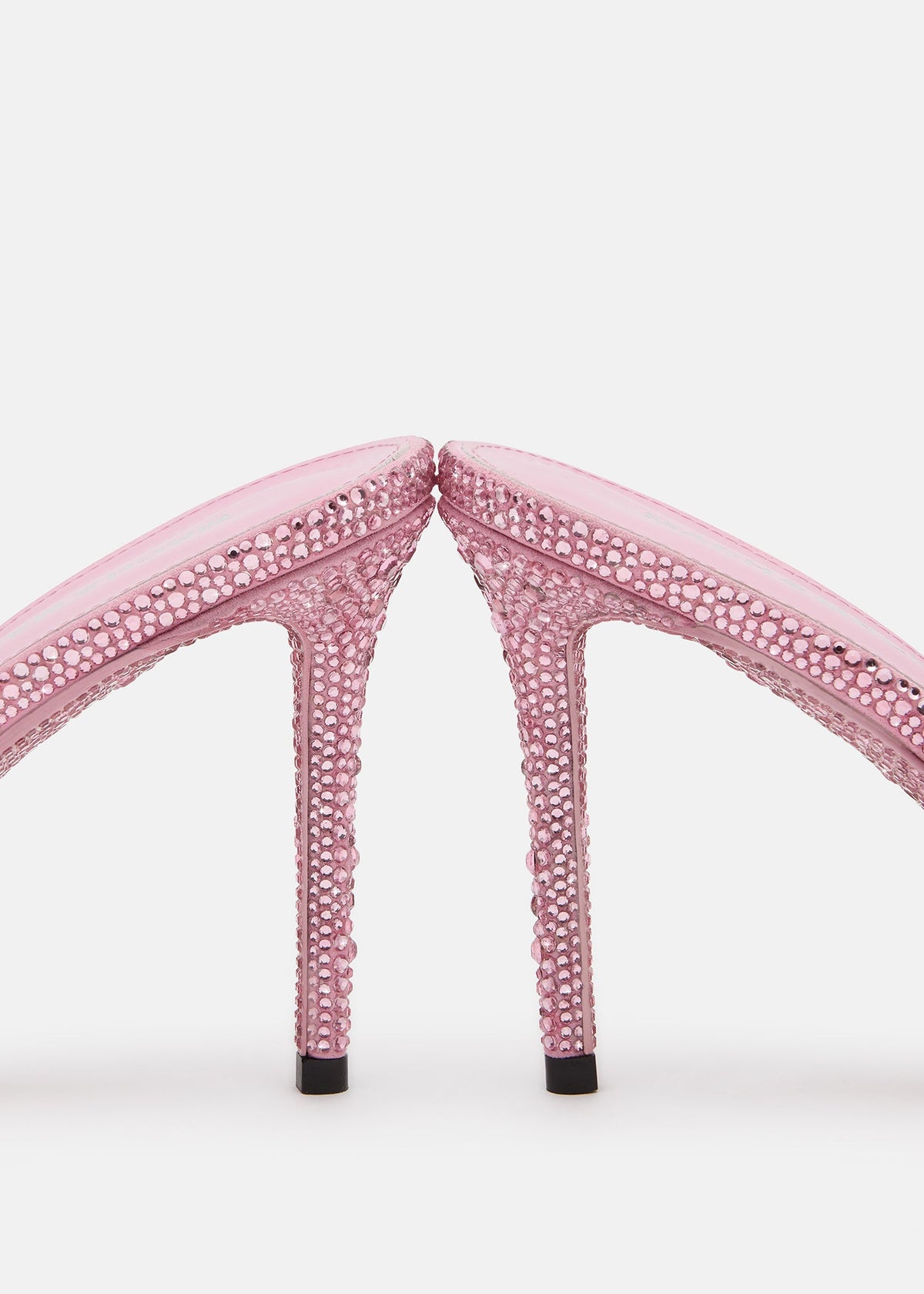 Seraphina Pink Crystal Flame Mules – rear view showing crystal flame, pink, Vowalisse