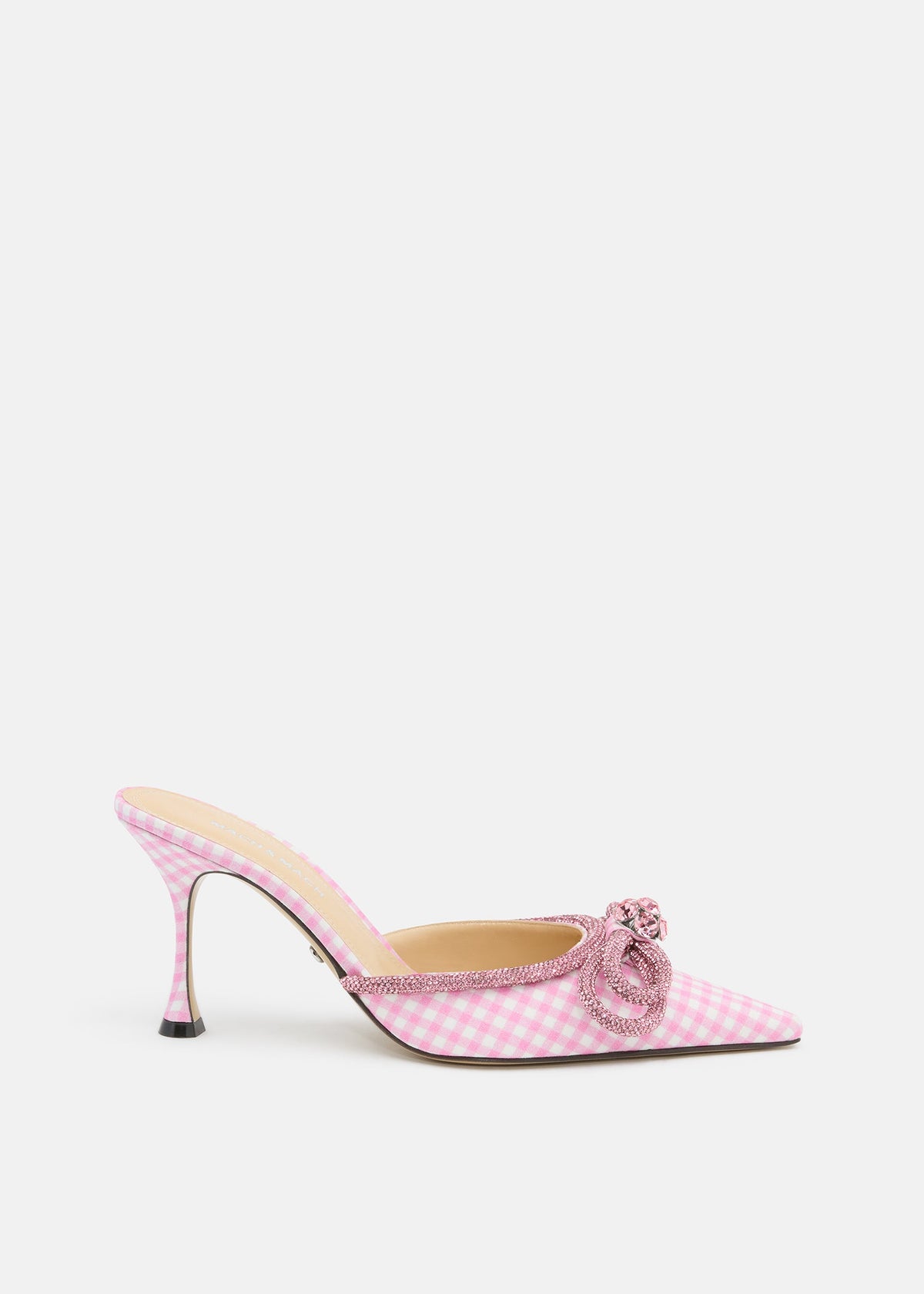 Cressida Pink Double Bow Mules – front three-quarter view showing double bow, pink, Vowalisse