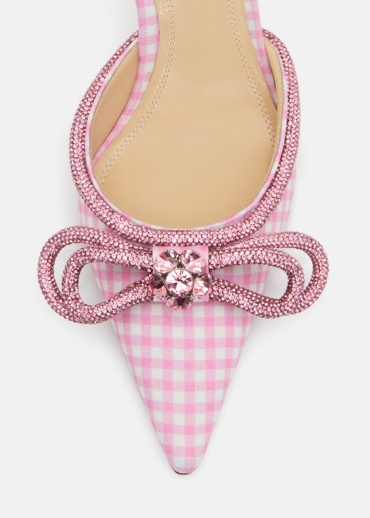 Cressida Pink Double Bow Mules – rear view showing double bow, pink, Vowalisse