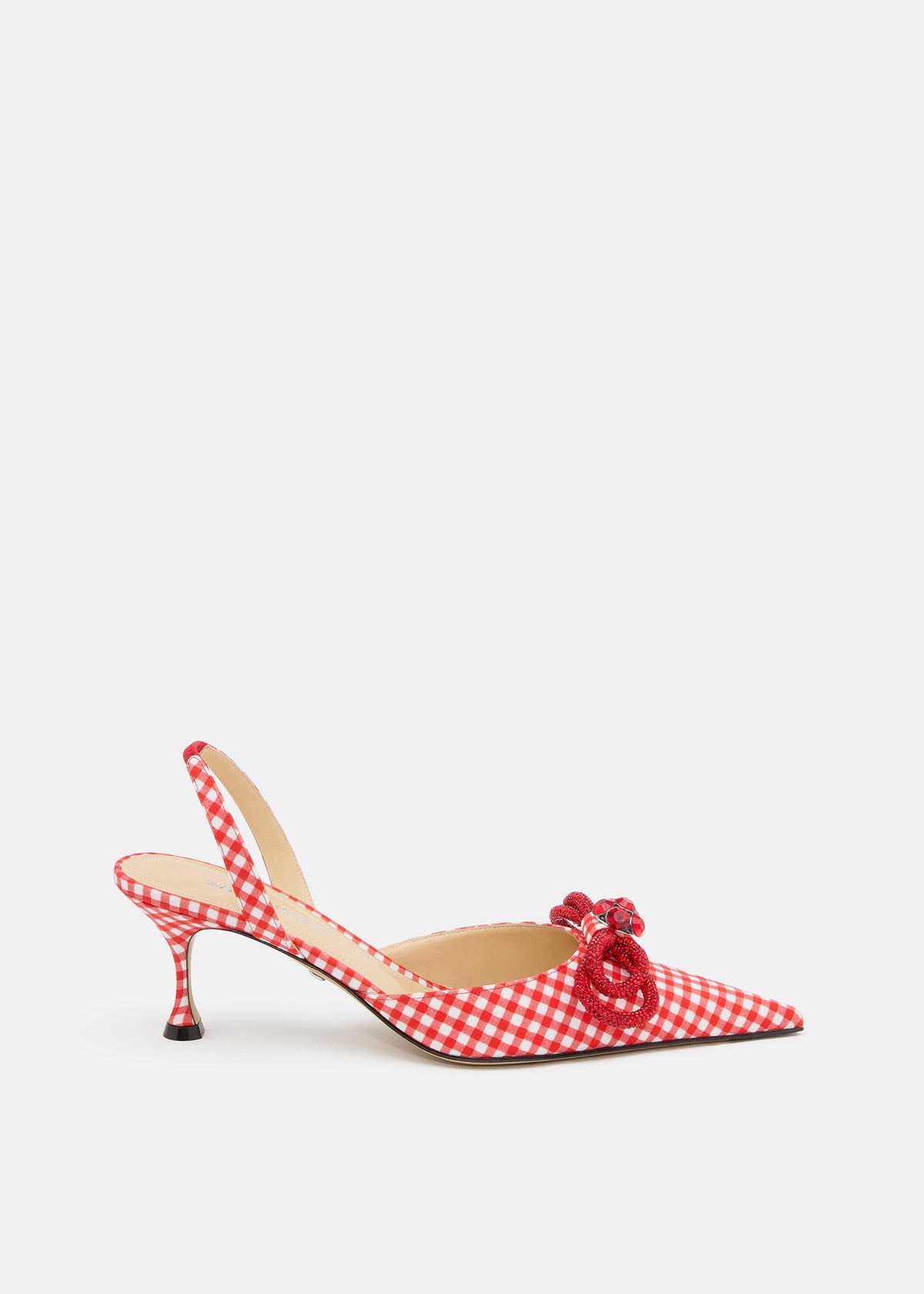 Arabella Red Double Bow Slingbacks – front three-quarter view showing double bow, red, Vowalisse