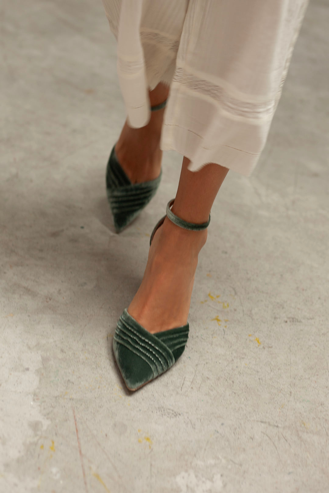 Tilda Green Velvet Block Heel Bridal Heels VOWALISSE bridal shoes – view 12