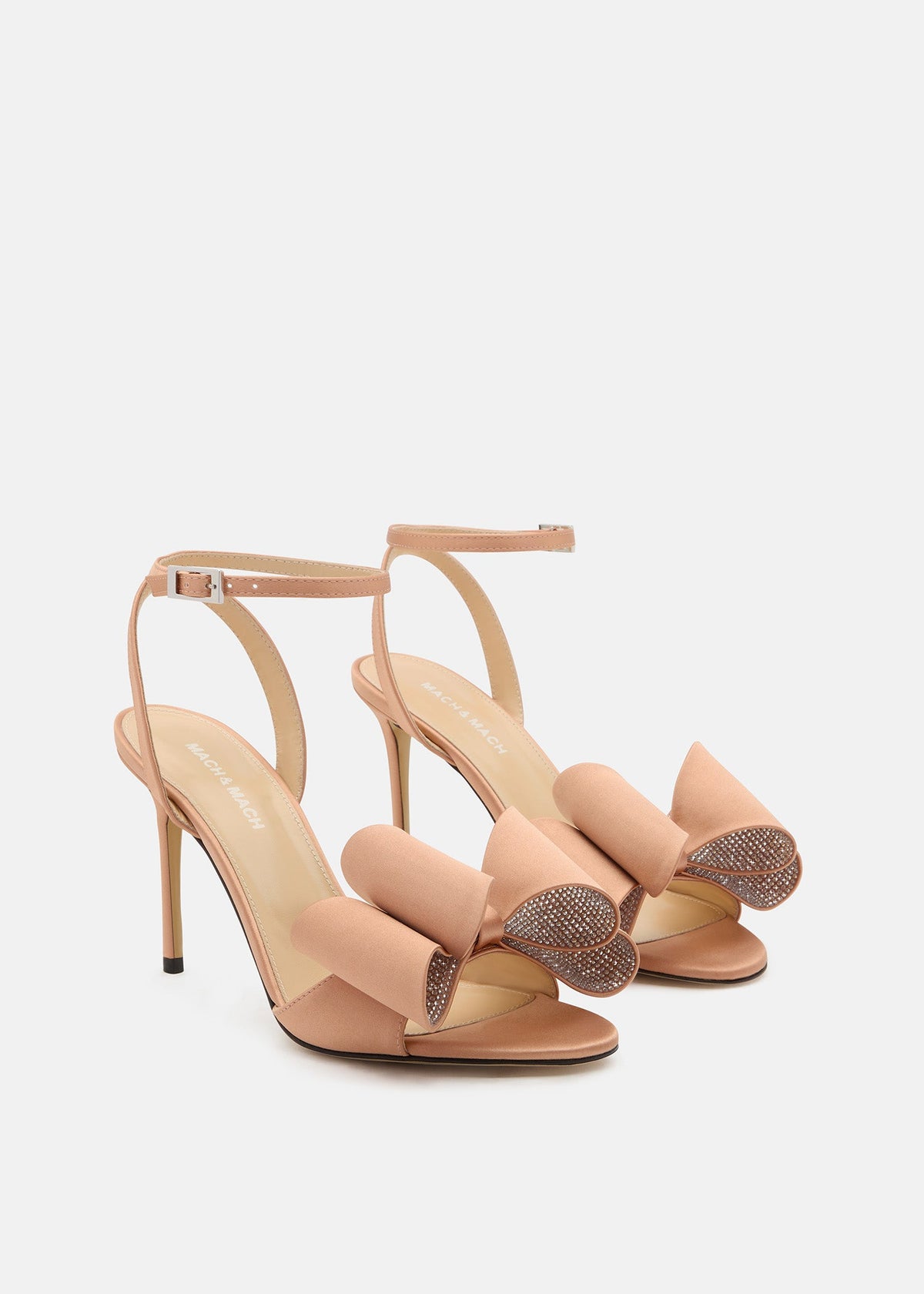 Solene Gold Brown Crystal Sandals – crystal detail view showing crystal, satin, gold, brown, Vowalisse