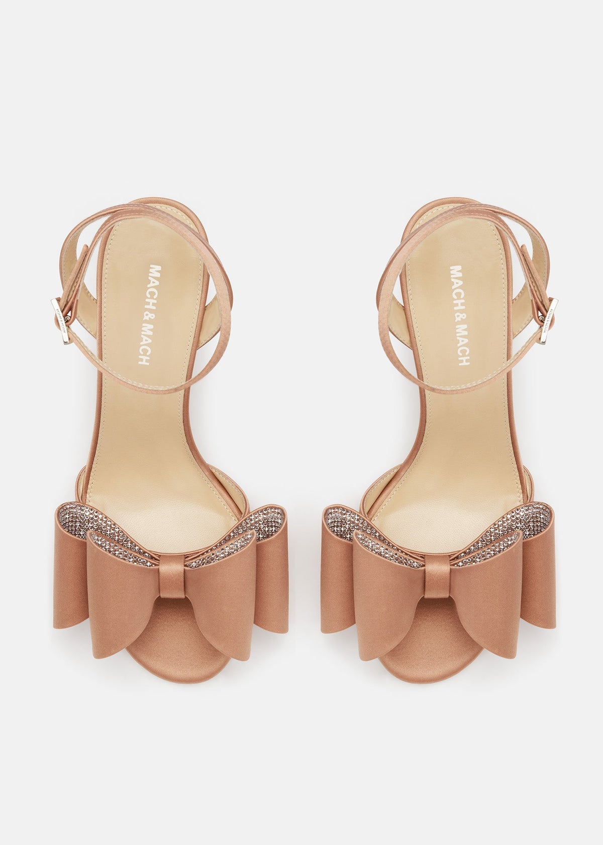 Solene Gold Brown Crystal Sandals – side profile showing crystal, satin, gold, brown, Vowalisse