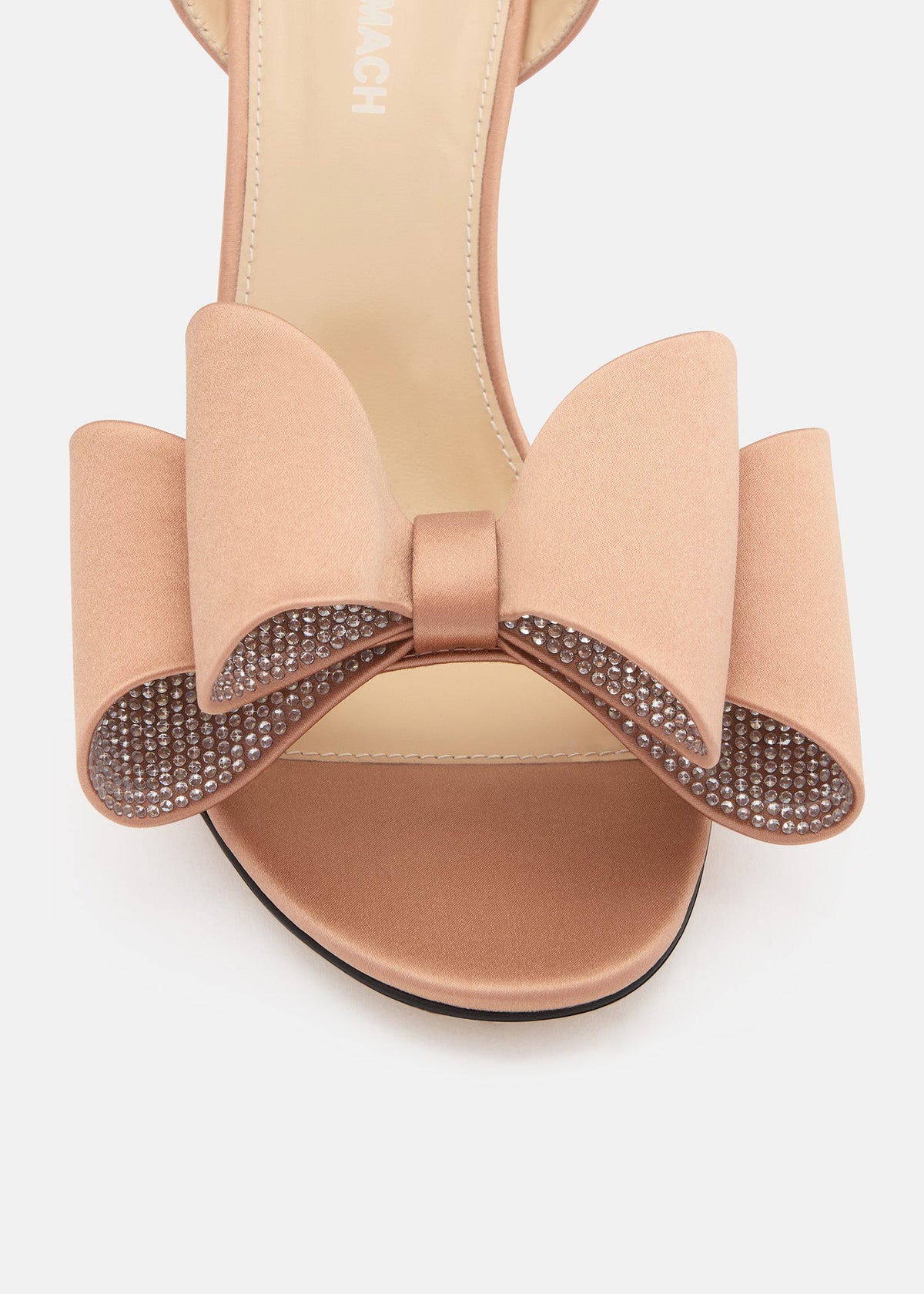 Solene Gold Brown Crystal Sandals – rear view showing crystal, satin, gold, brown, Vowalisse