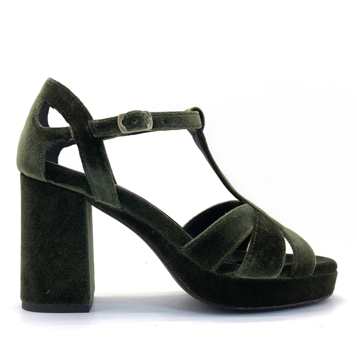 Emerald Green Satin Block Heel Bridal Heels VOWALISSE bridal shoes – view 1