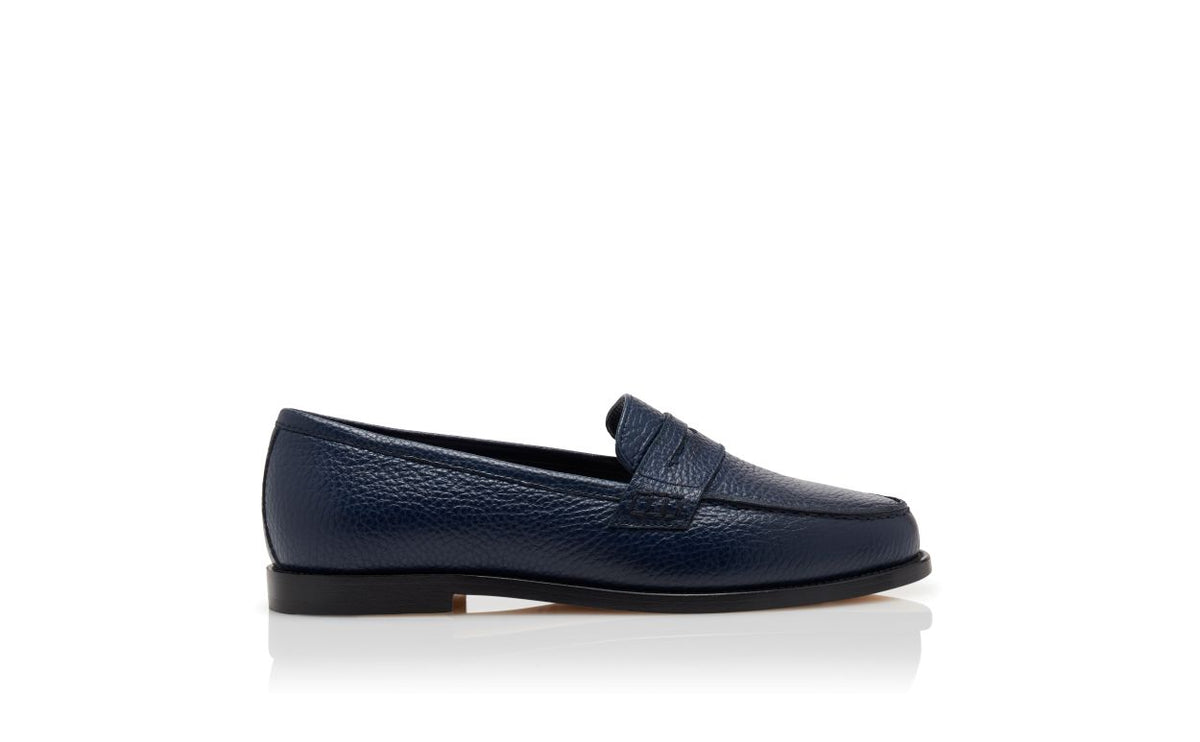 Delphine Dream Blue Signature Loafers – side profile showing blue refined detailing, Vowalisse