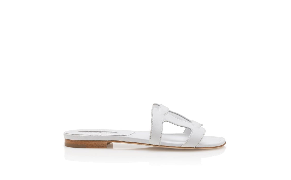 Estelle Lace White Open Toe Mules – side profile showing white open toe, nappa leather, Vowalisse