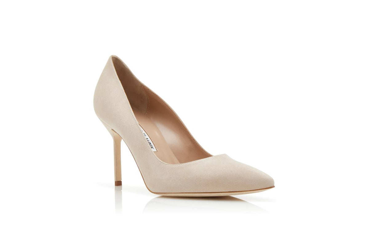 Rosalie Dawn Neutral Pointed Toe Pumps – top view showing neutral pointed toe, suede, Vowalisse