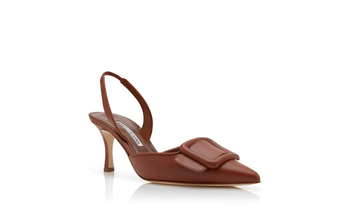 Colette Crown Brown Slingback Slingbacks – top view showing brown slingback, pointed toe, nappa leather, Vowalisse