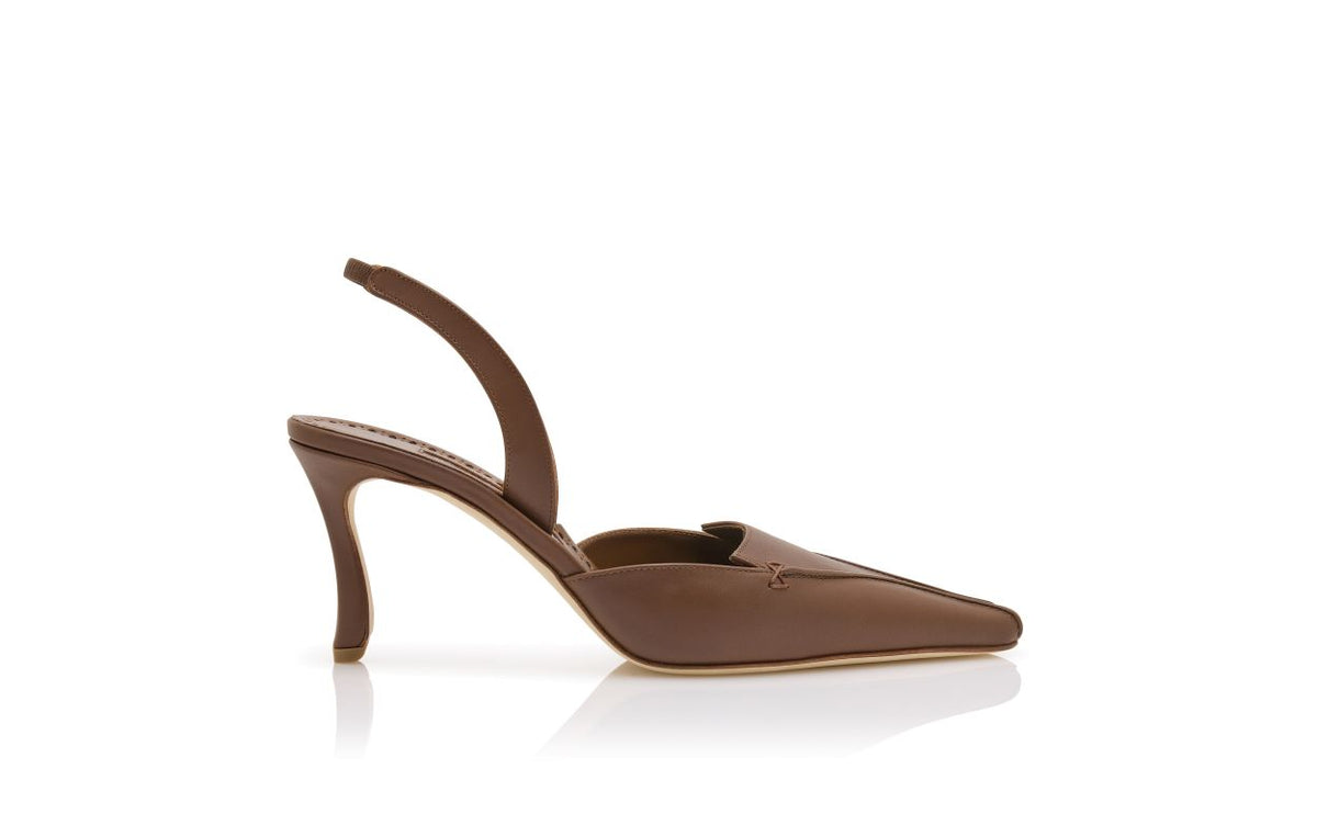Leonora Star Brown Slingback Slingbacks – side profile showing brown slingback, almond toe, Vowalisse