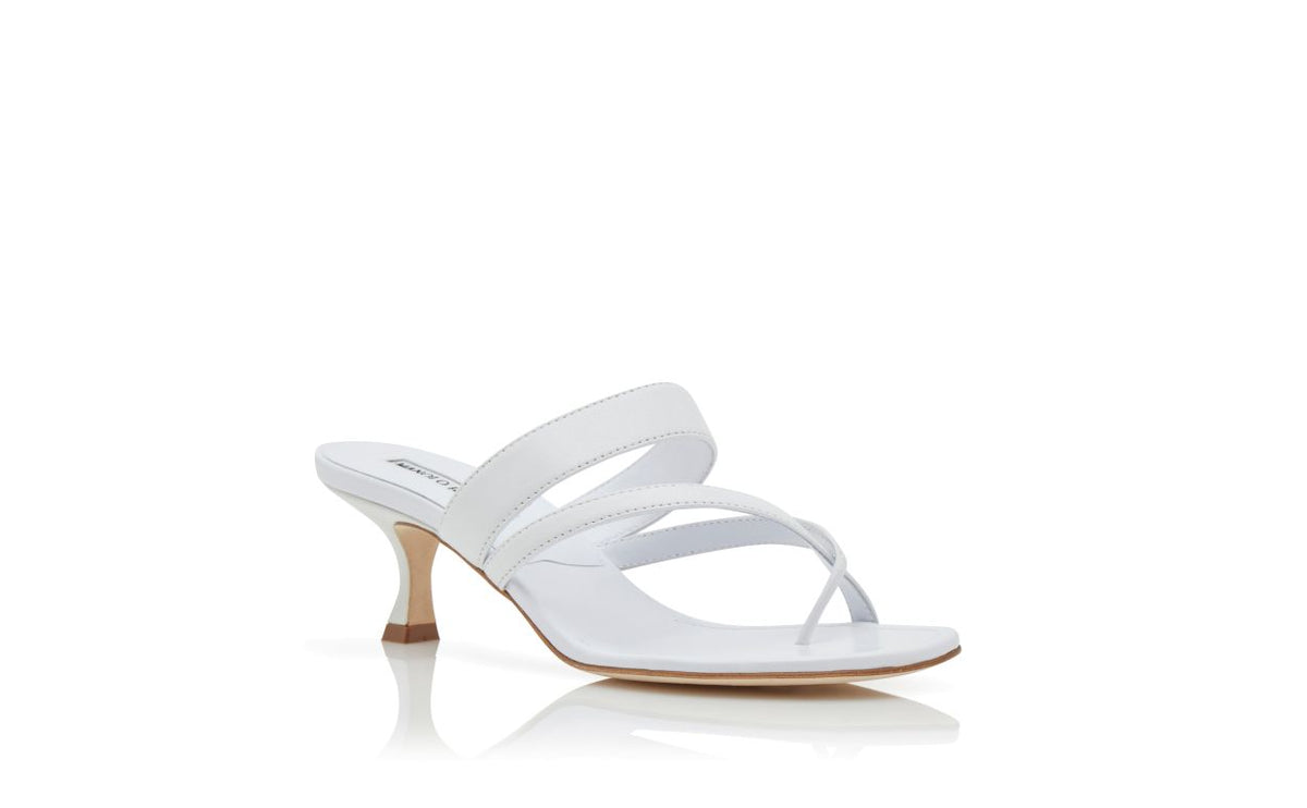 Lunette Flame White Crossover Mules – top view showing white crossover, open toe, nappa leather, Vowalisse