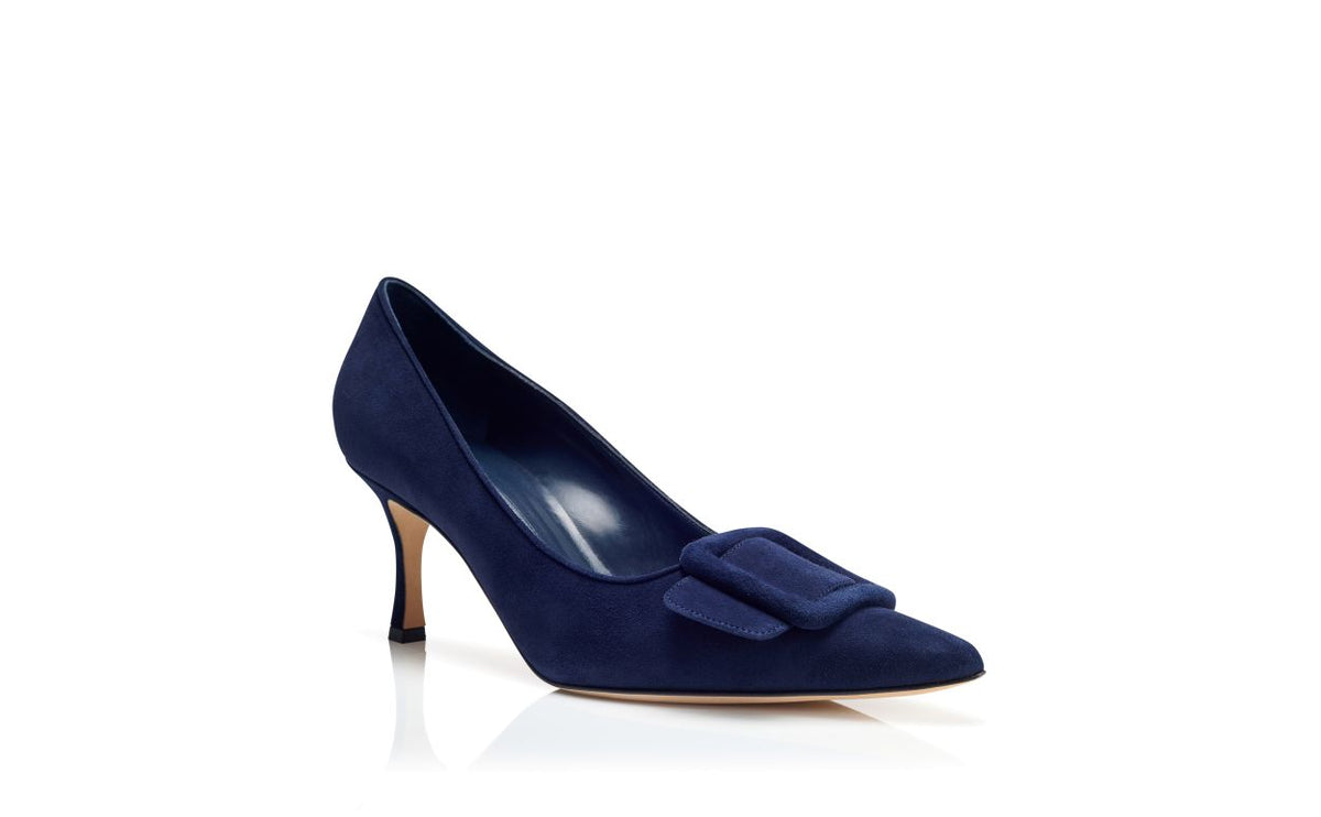Arabella Élan Blue Pointed Toe Pumps – top view showing blue pointed toe, suede, Vowalisse
