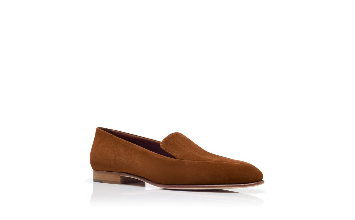 Arabella Pearl Brown Suede Loafers – top view showing brown suede, Vowalisse