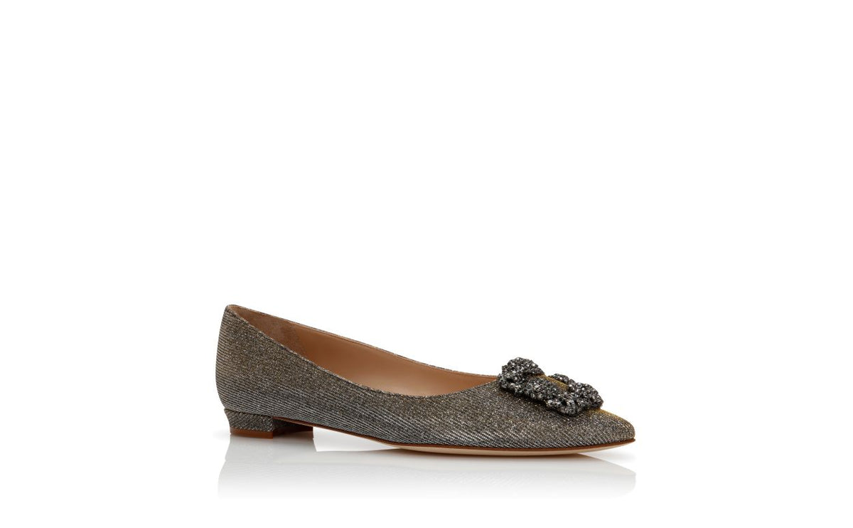Ophelia Dream Gold Jewel Buckle Pumps – top view showing gold jewel buckle, crystal buckle, almond toe, Vowalisse