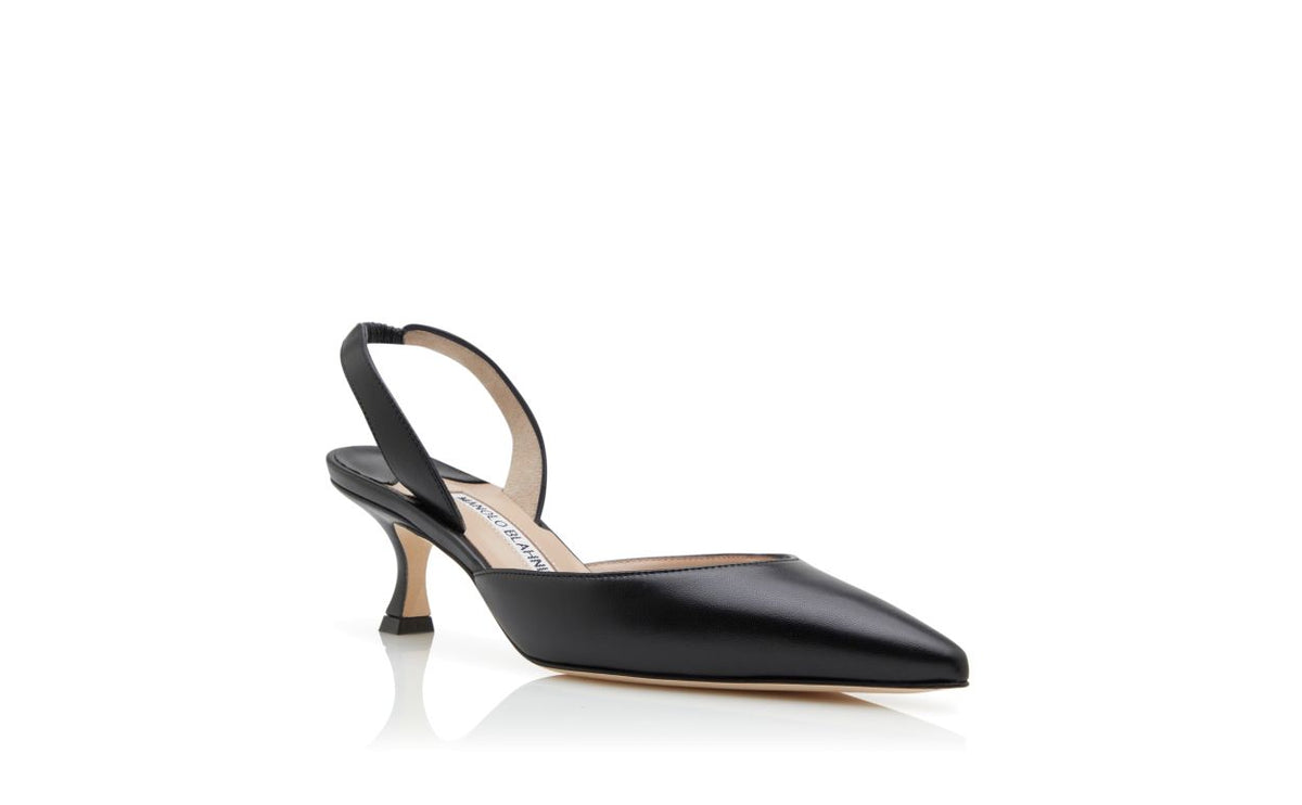 Lunette Dream Black Slingback Slingbacks – top view showing black slingback, almond toe, nappa leather, Vowalisse