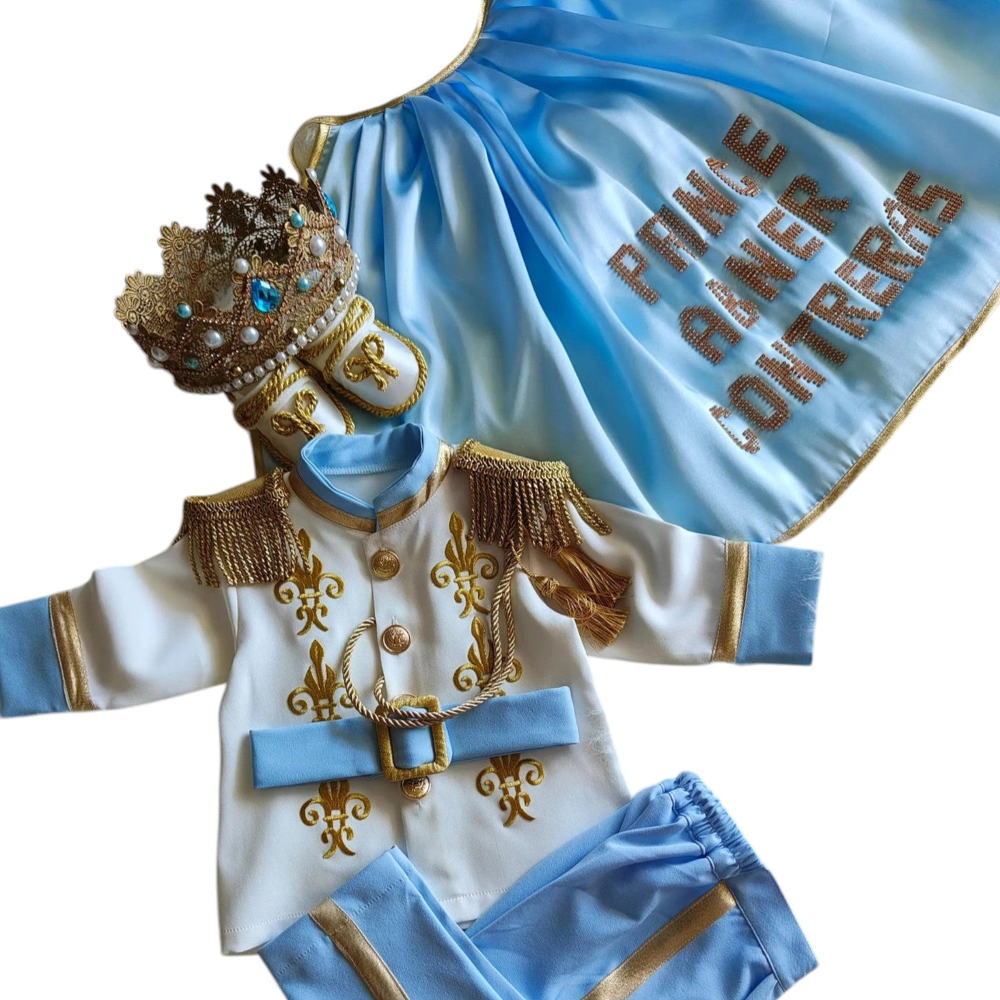 Sets Personalized Baby Prince Costume, baby boy first birthday outfit, additional product image 4 by Vowalisse