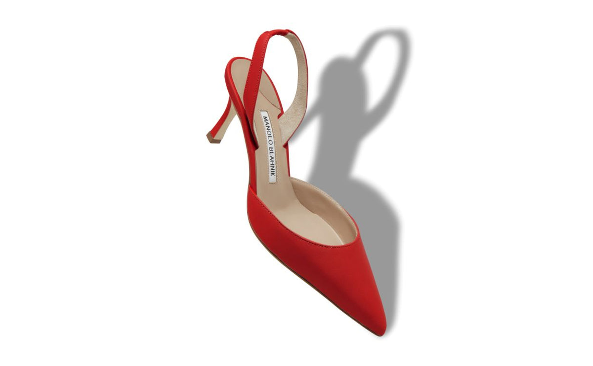 Fiorella Élan Red Slingback Slingbacks – front three-quarter view showing red slingback, pointed toe, nappa leather…
